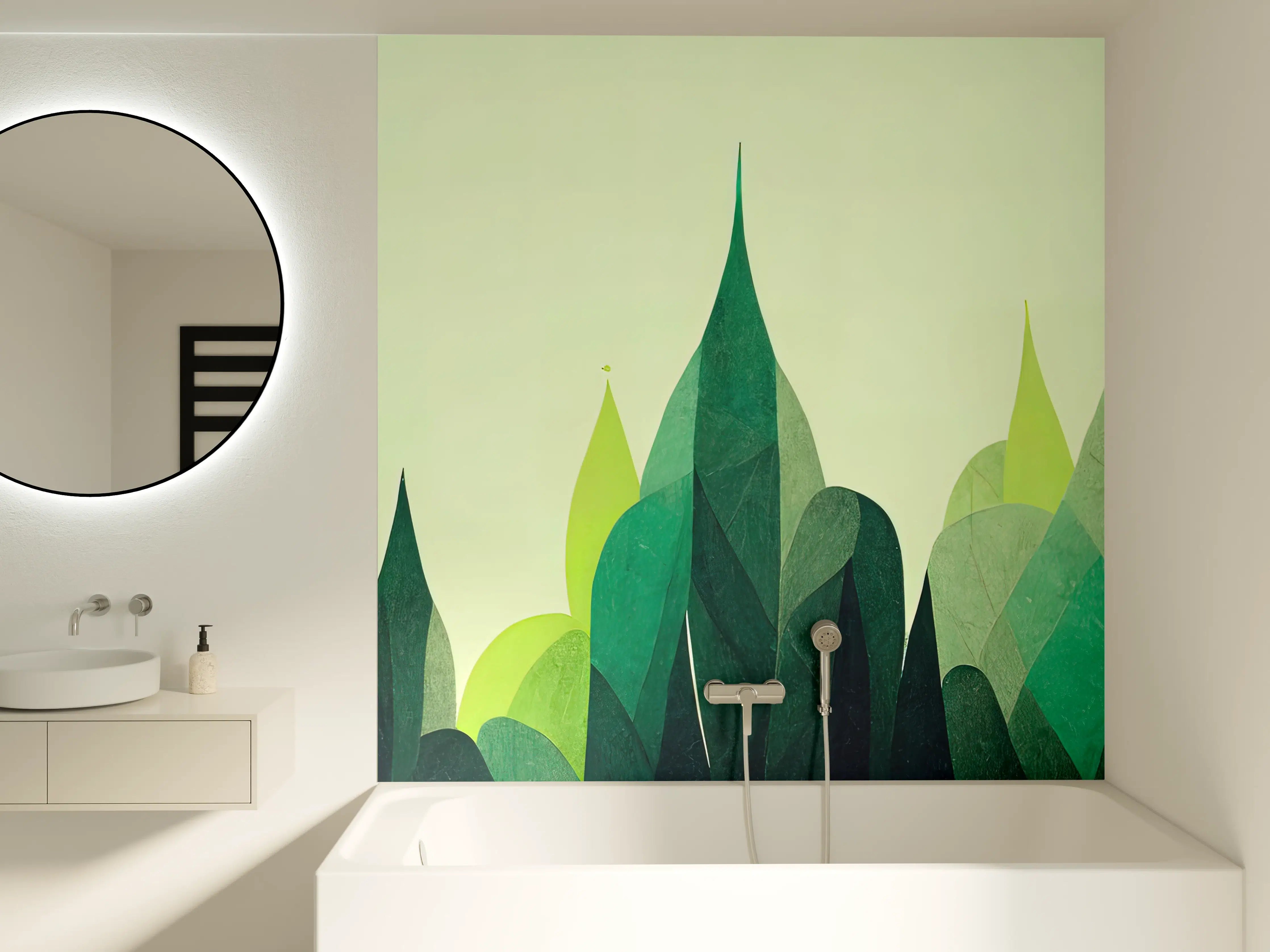 Badewannen-Rückwand - Beruhigende grüne Waldlandschaft