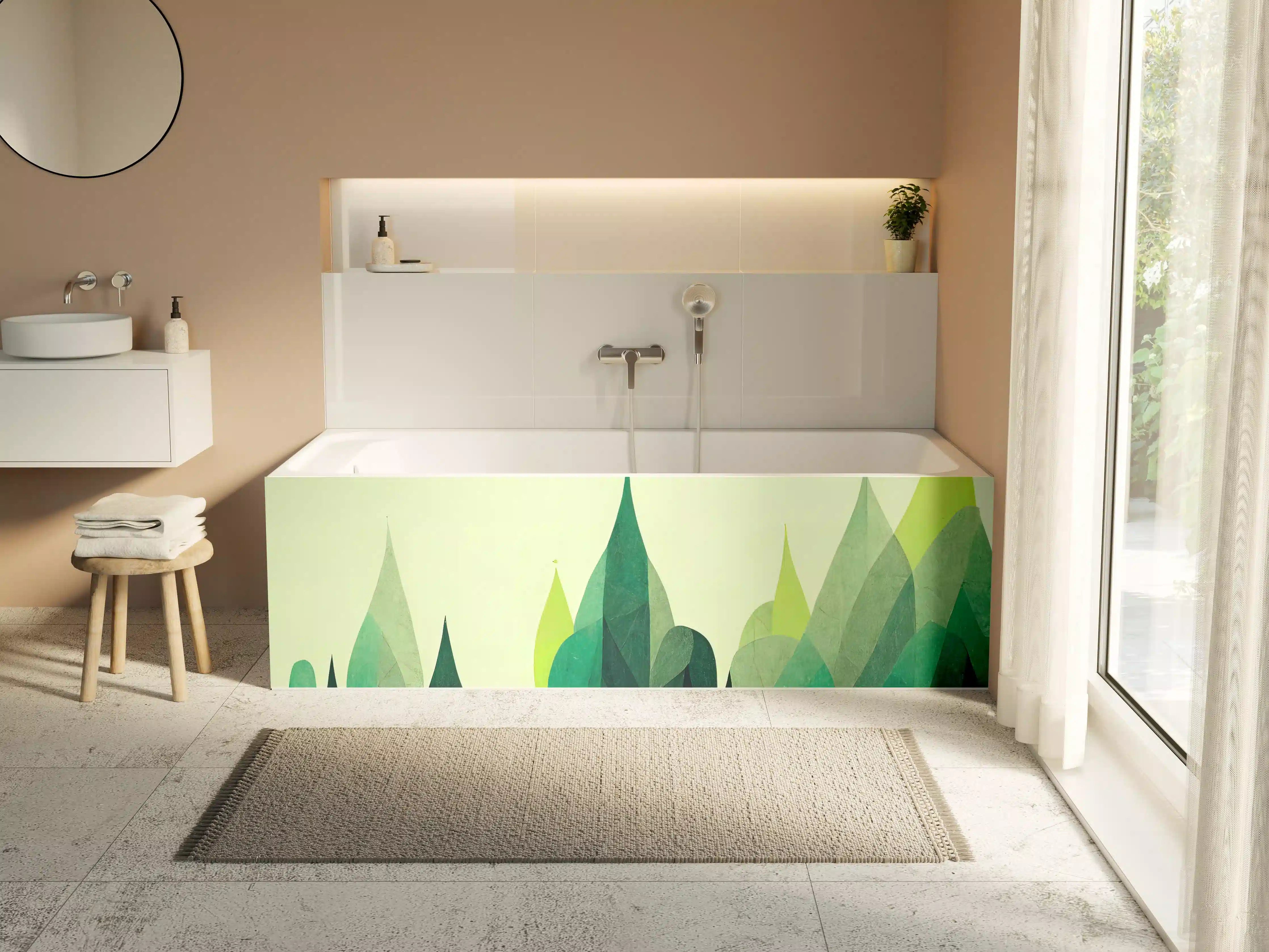 Badewannen-Rückwand - Beruhigende grüne Waldlandschaft