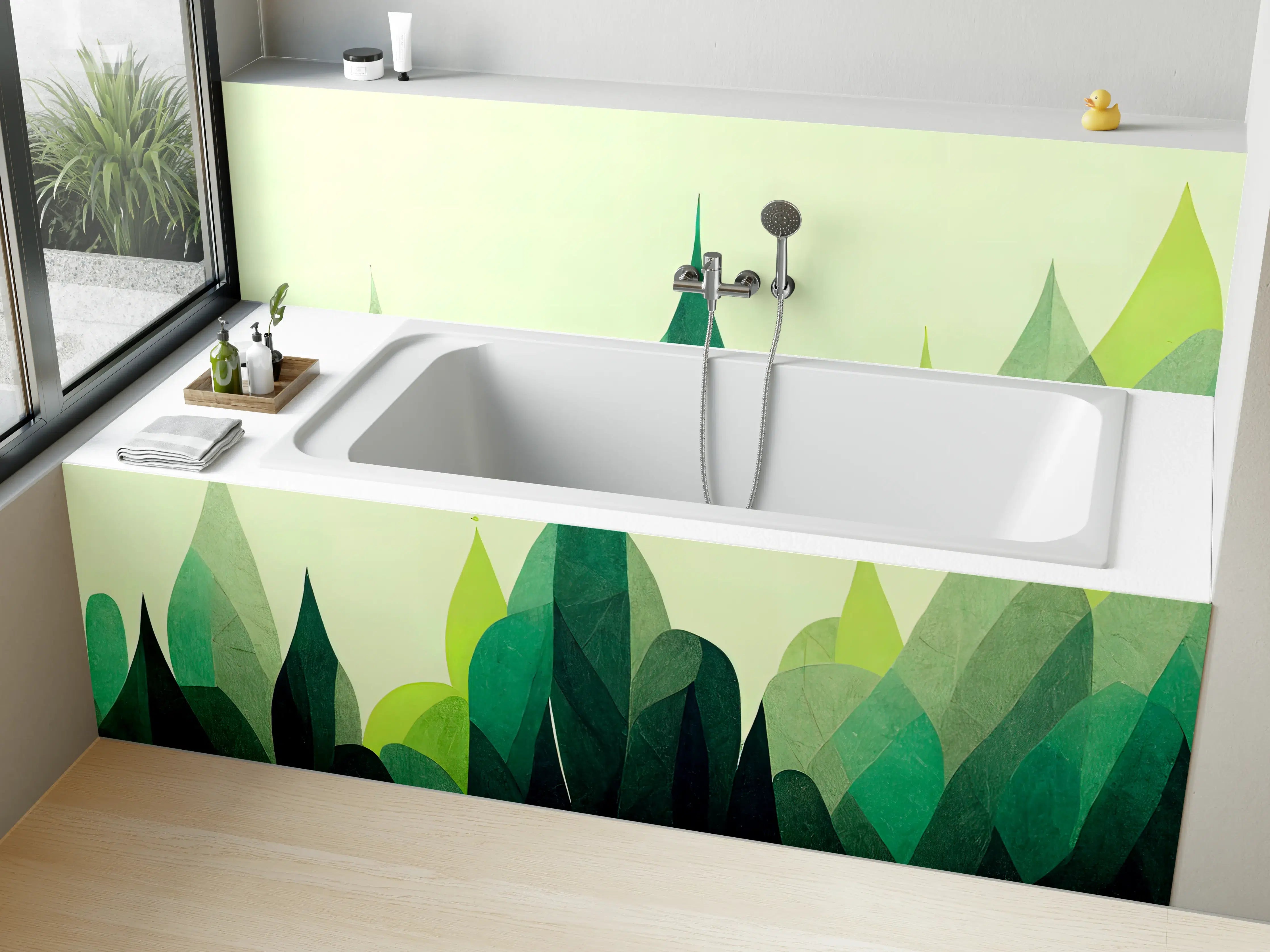 Badewannen-Rückwand - Beruhigende grüne Waldlandschaft