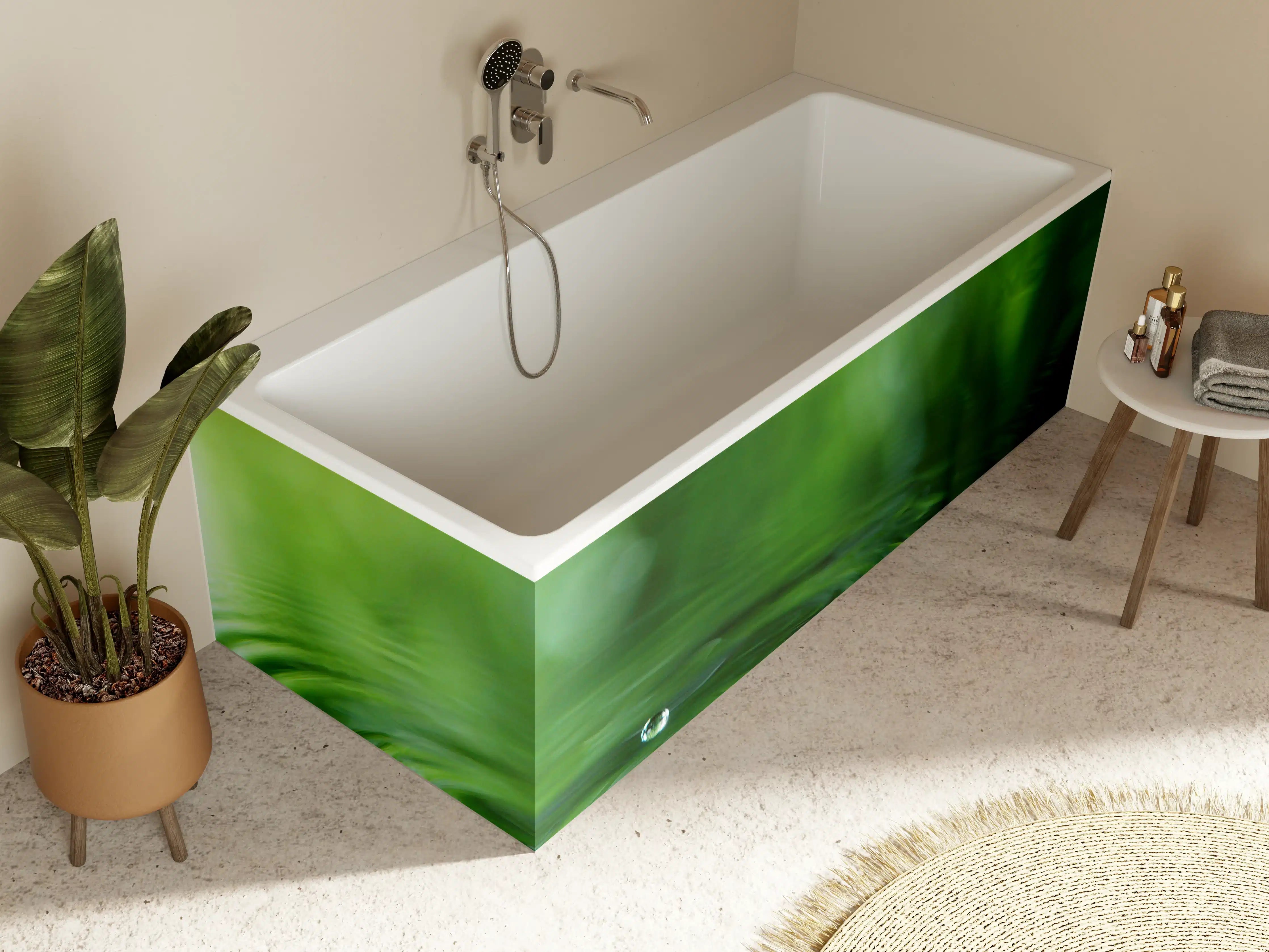 Badewannen-Rückwand - Beruhigender Wassertropfen in Grün