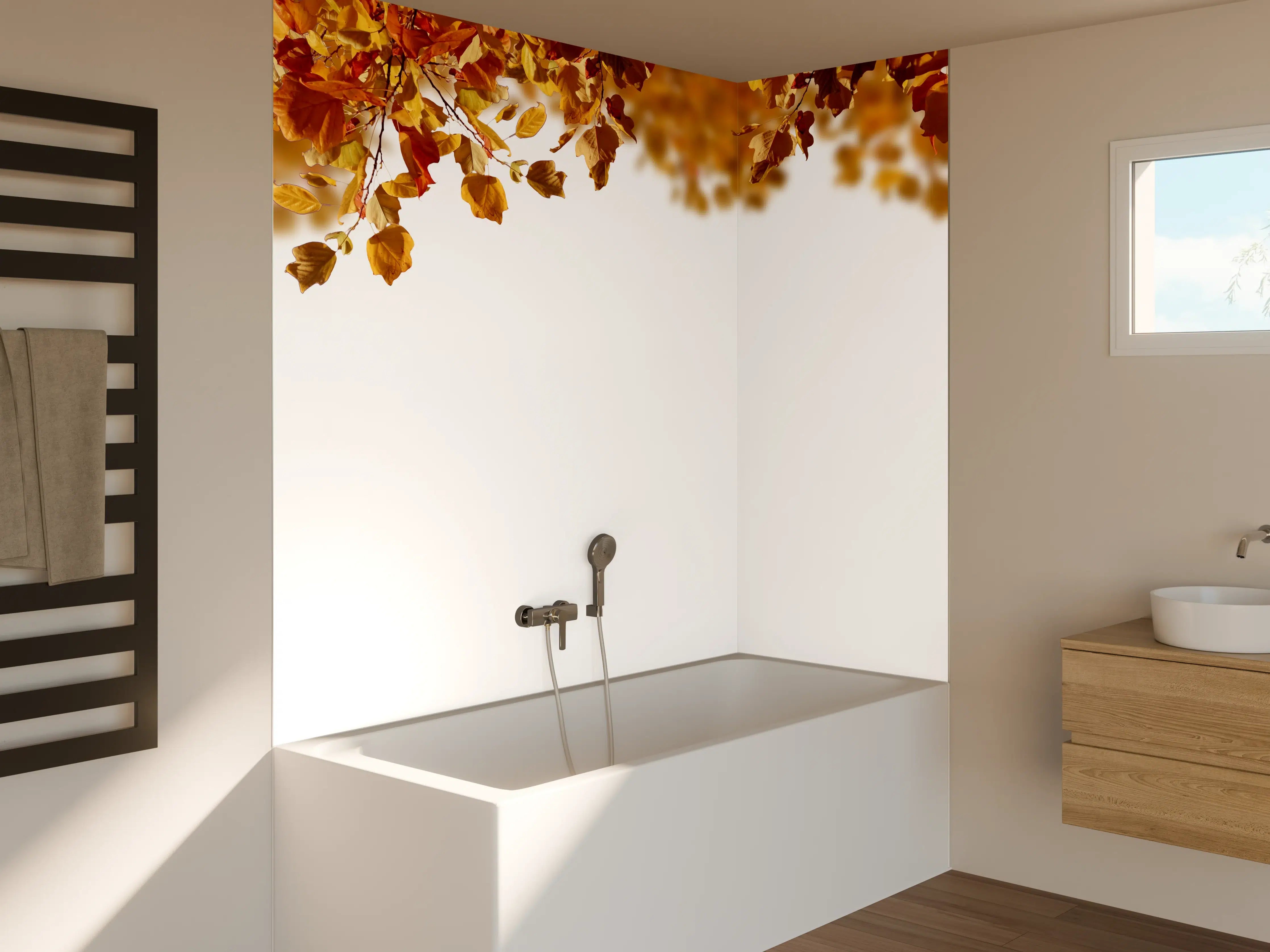 Badewannen-Rückwand - Blätter im Herbst