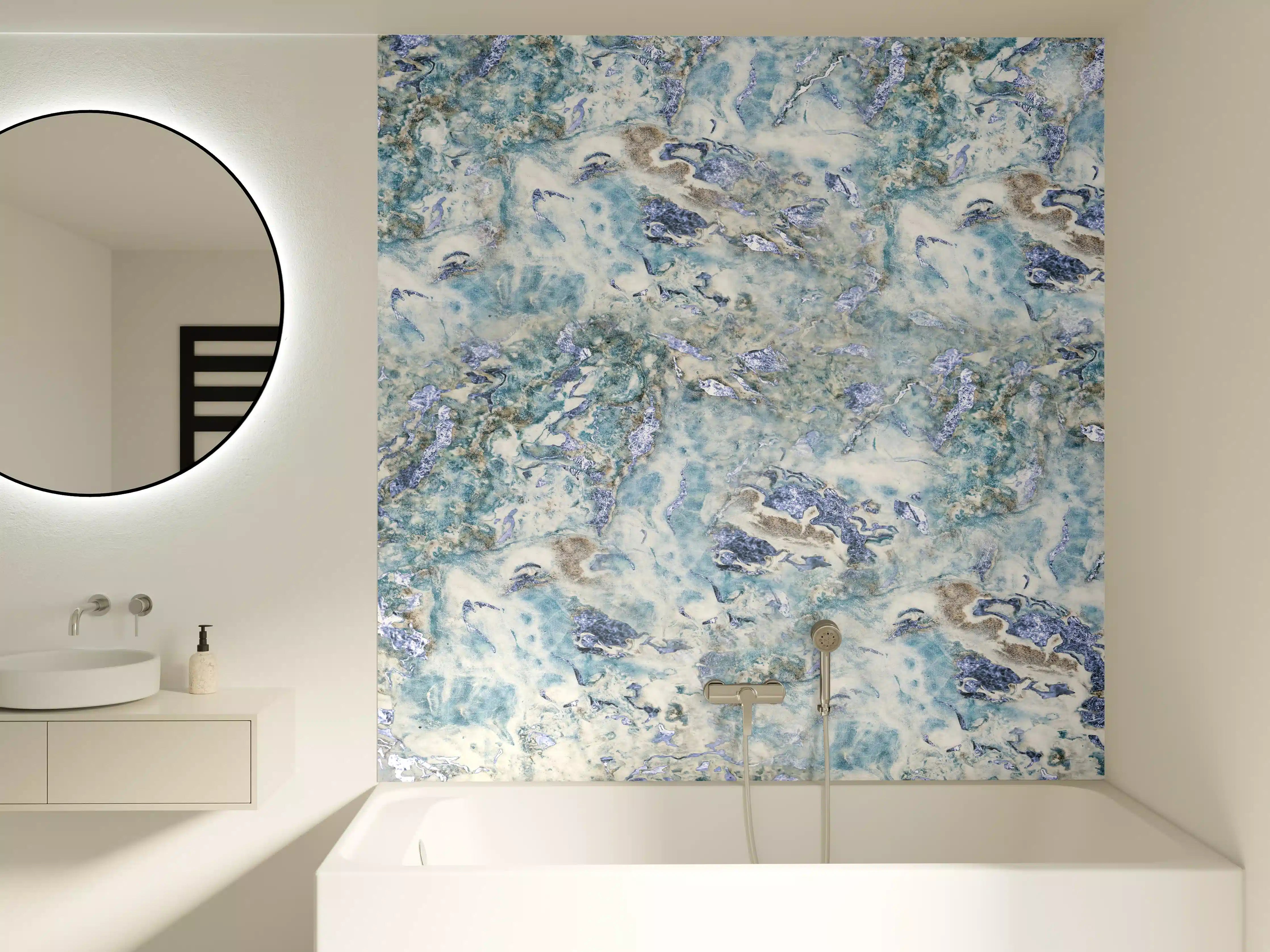 Badewannen-Rückwand - Bläulich beiger Marmor