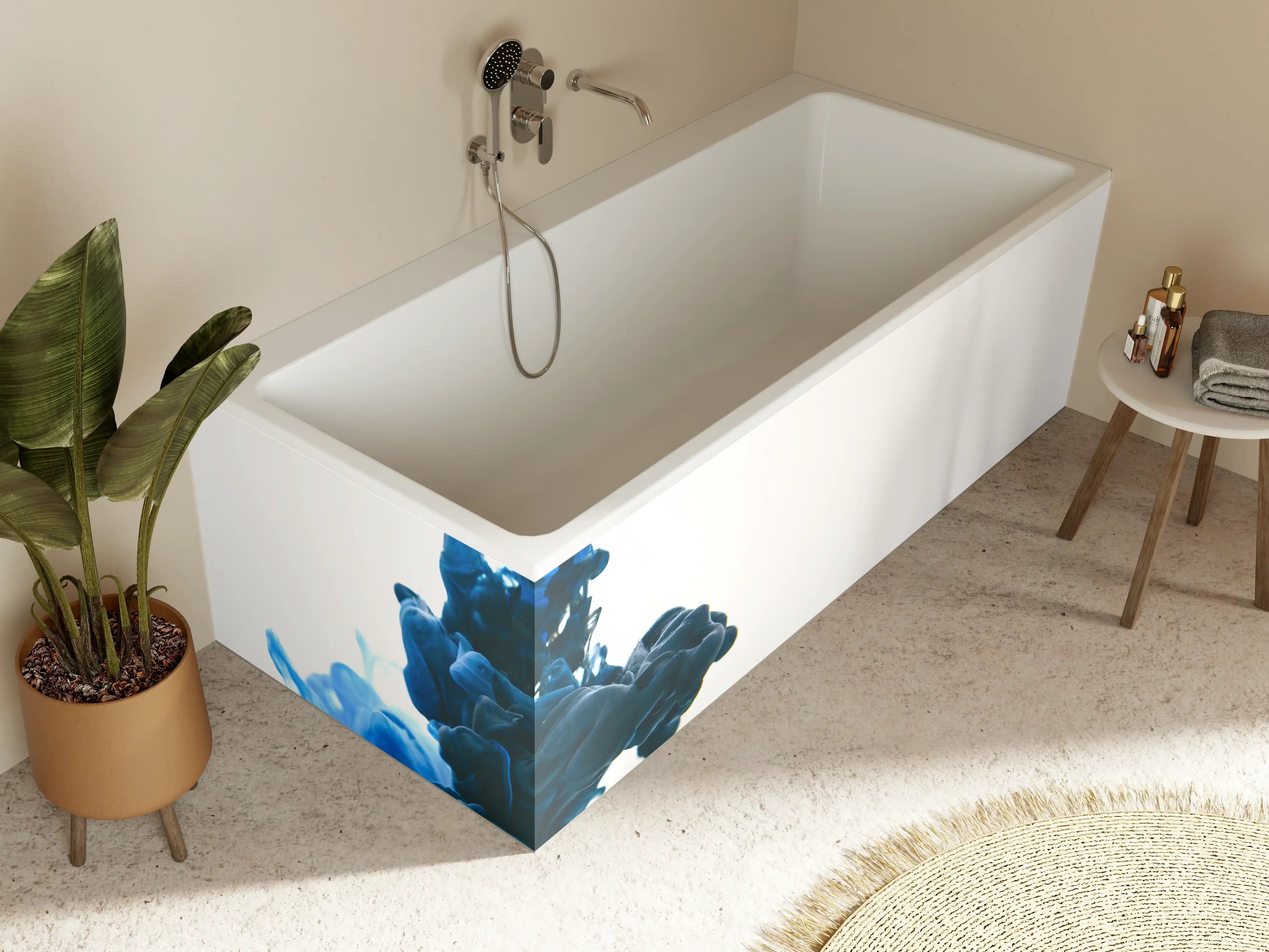 Badewannen-Rückwand - Bläuliche Tinte im Wasser 