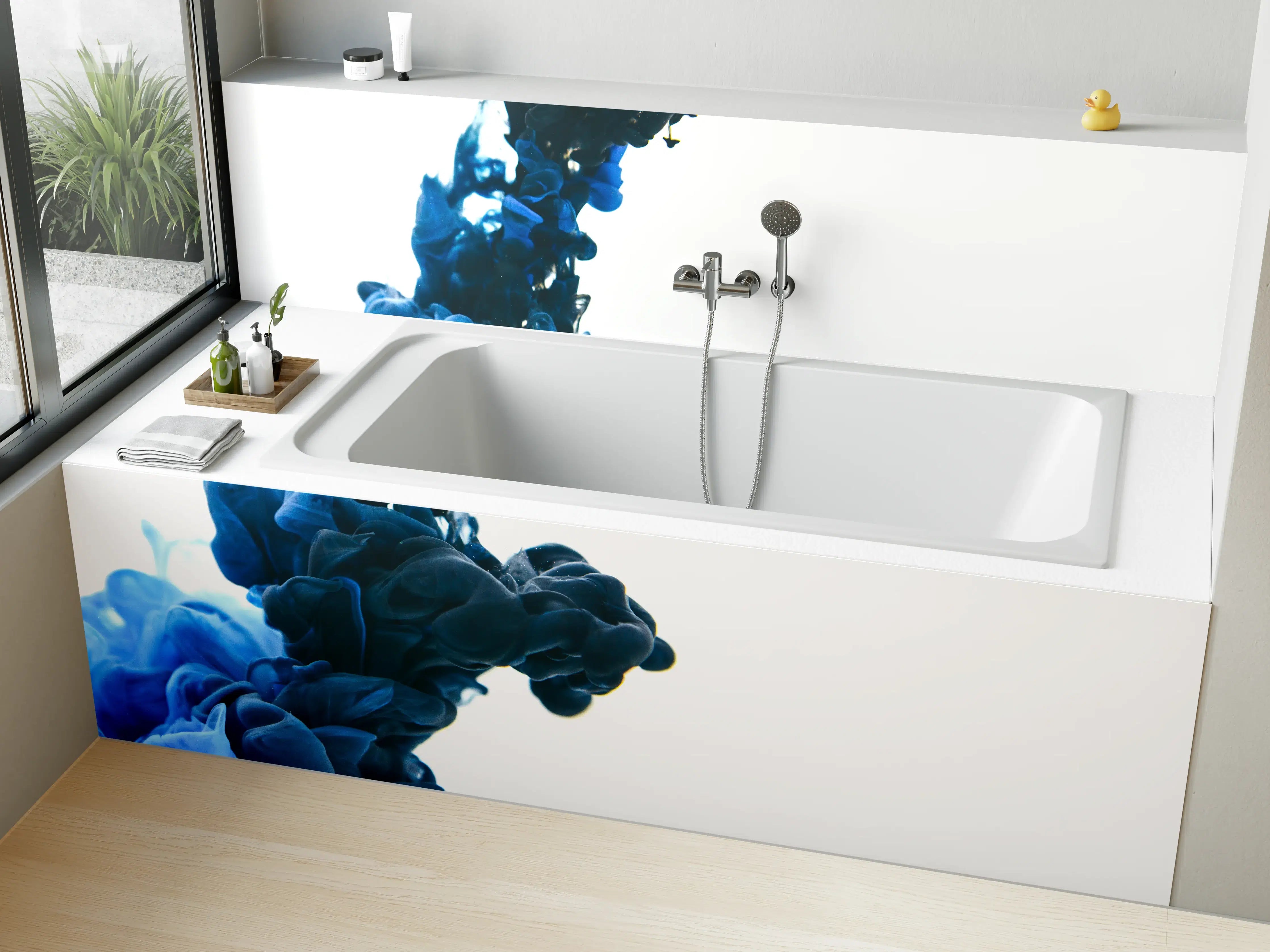 Badewannen-Rückwand - Bläuliche Tinte im Wasser 