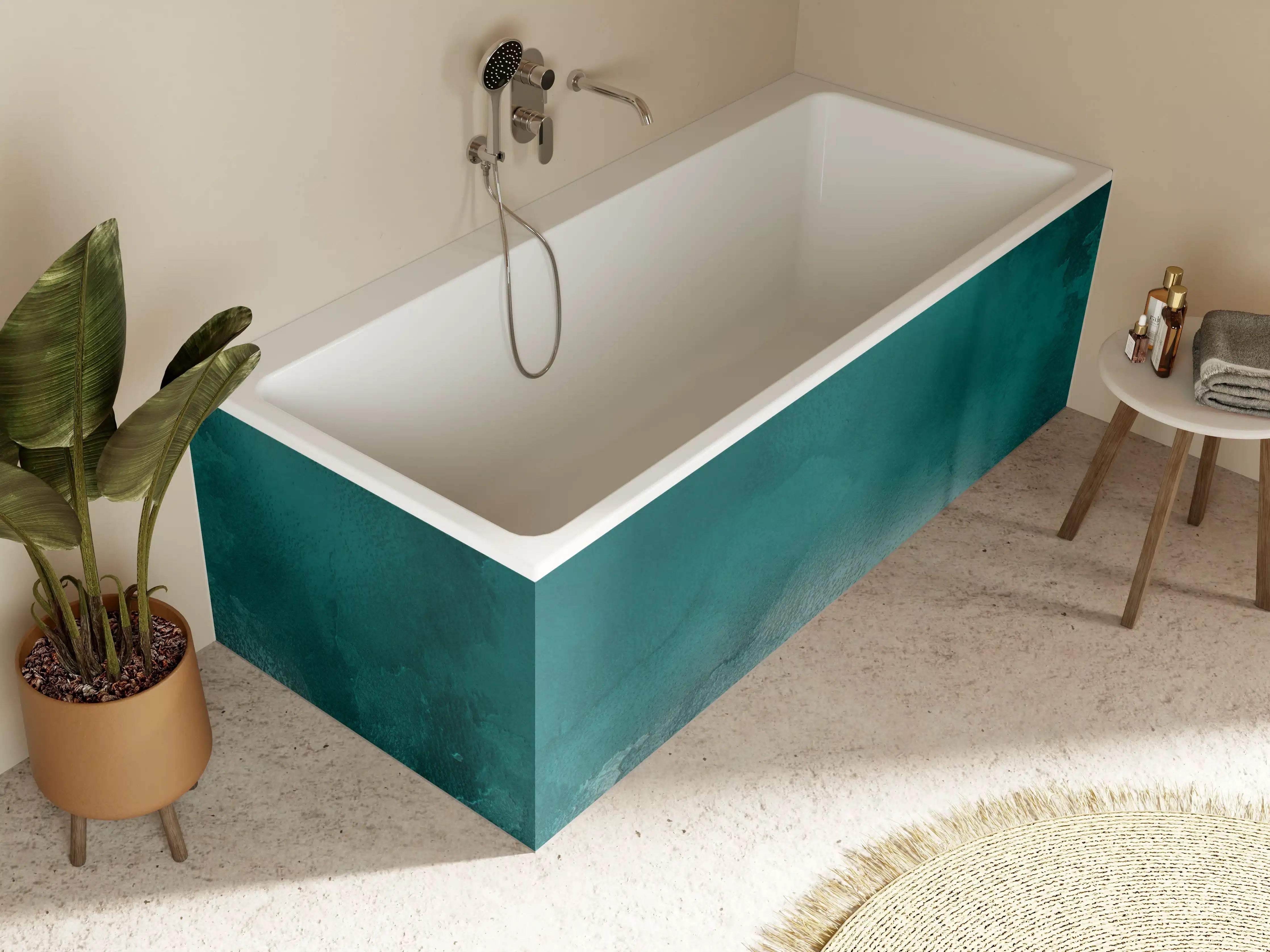 Badewannen-Rückwand - Bläuliches Aquarell Wassermuster