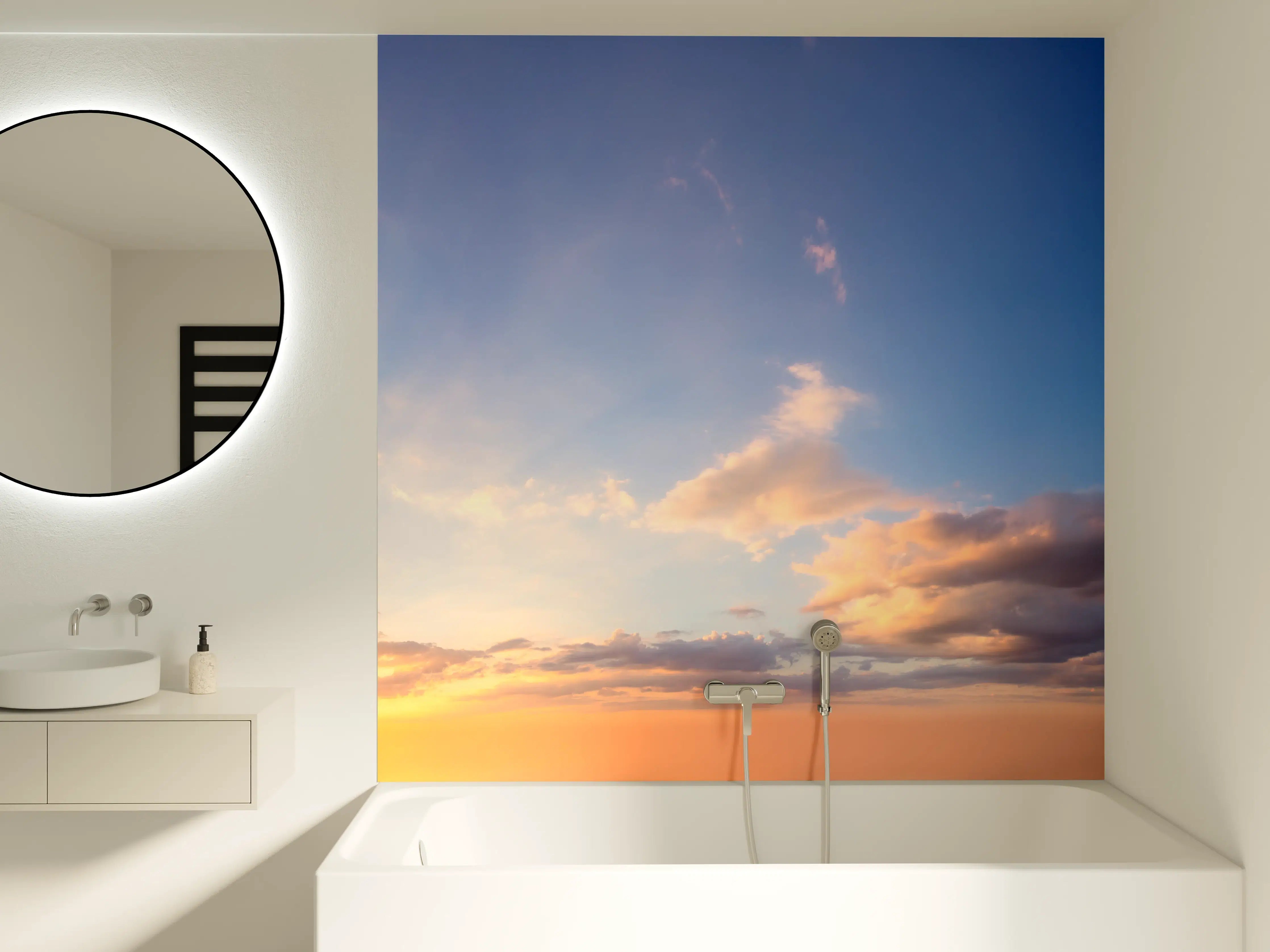 Badewannen-Rückwand - Blau-Orange Sonnenuntergang