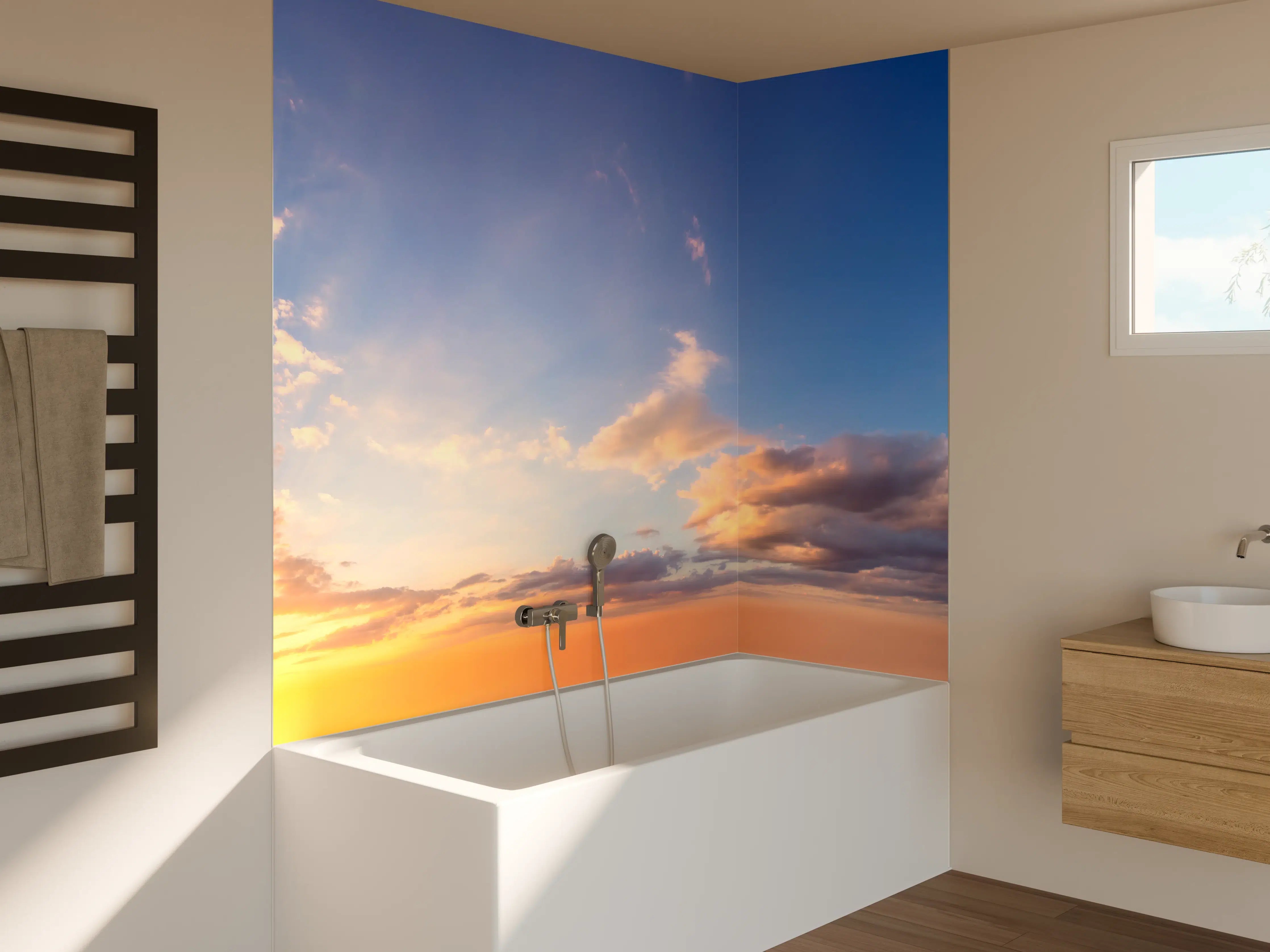 Badewannen-Rückwand - Blau-Orange Sonnenuntergang