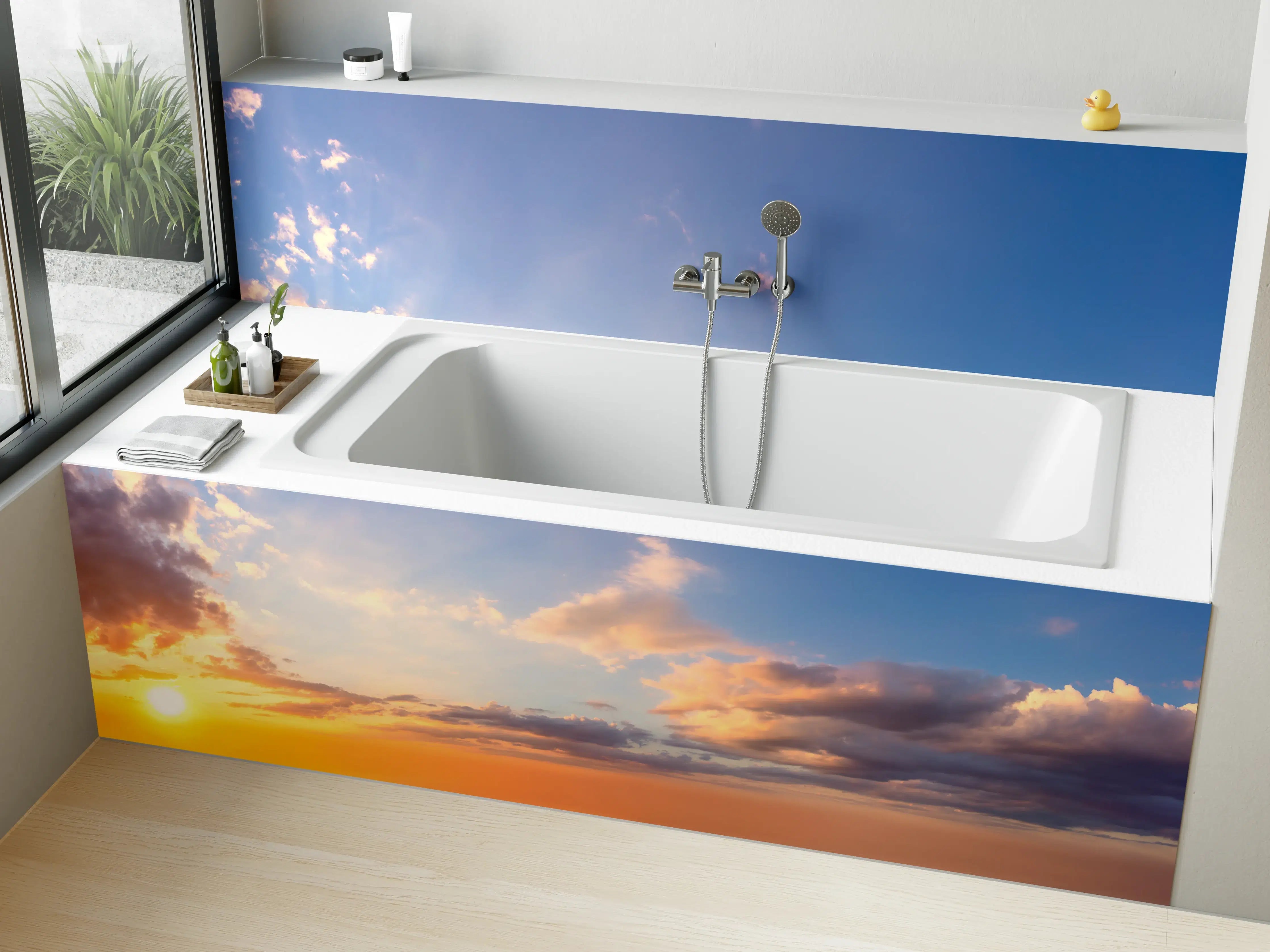 Badewannen-Rückwand - Blau-Orange Sonnenuntergang