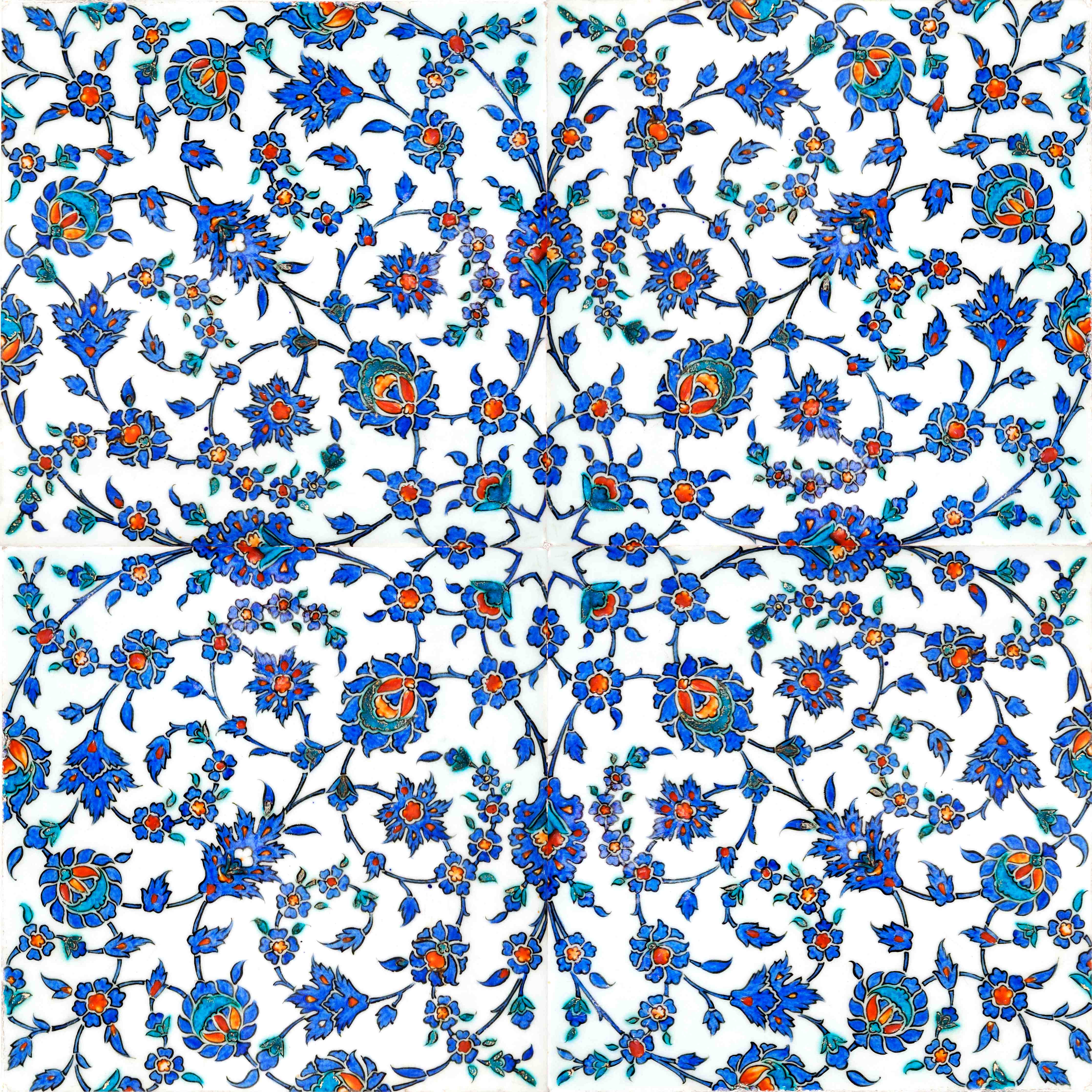 Badewannen-Rückwand-Blau-weiße Blumenmuster mit filigraner Verzierung