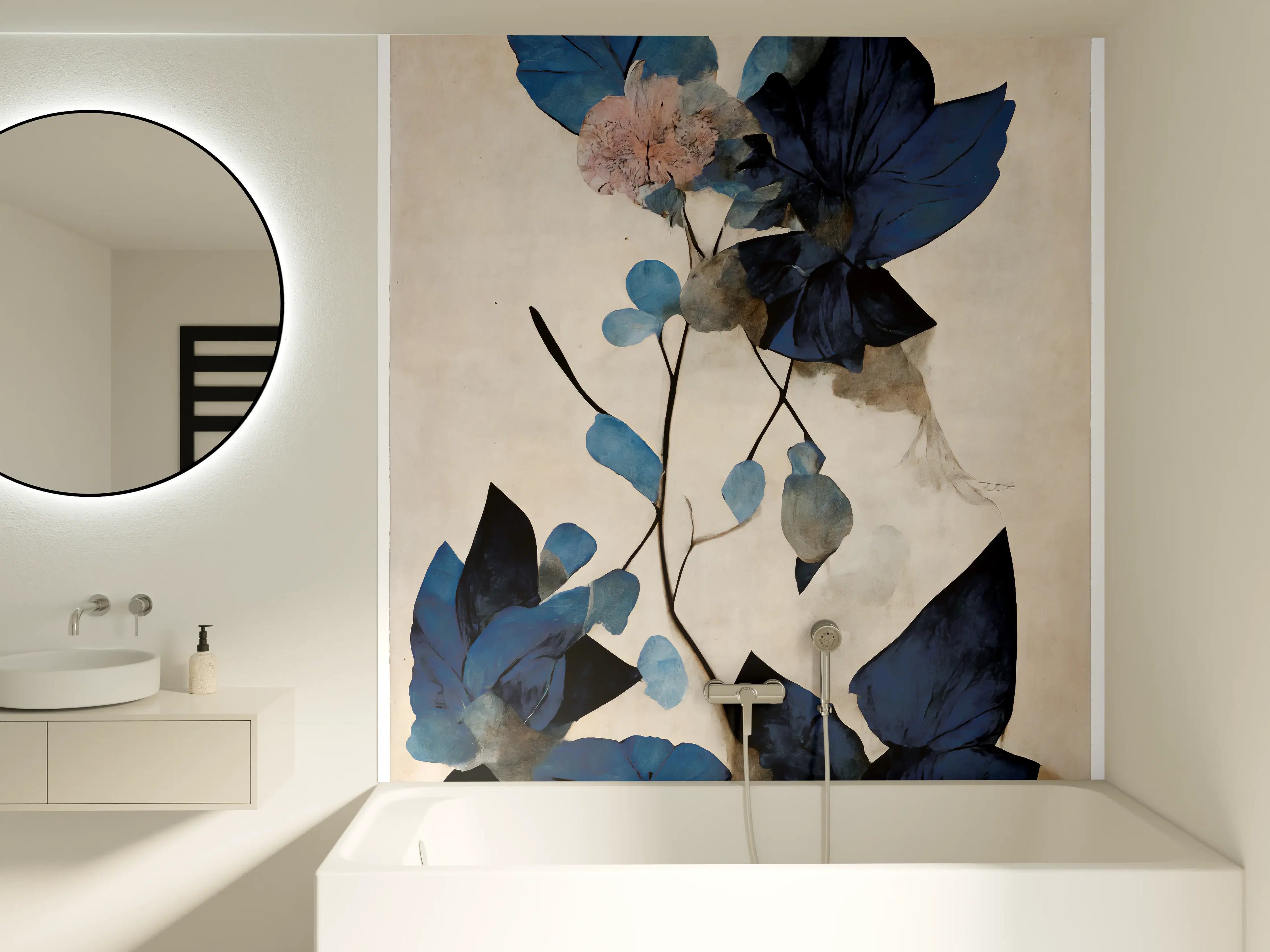 Badewannen-Rückwand - Blaue Blüten - Floral