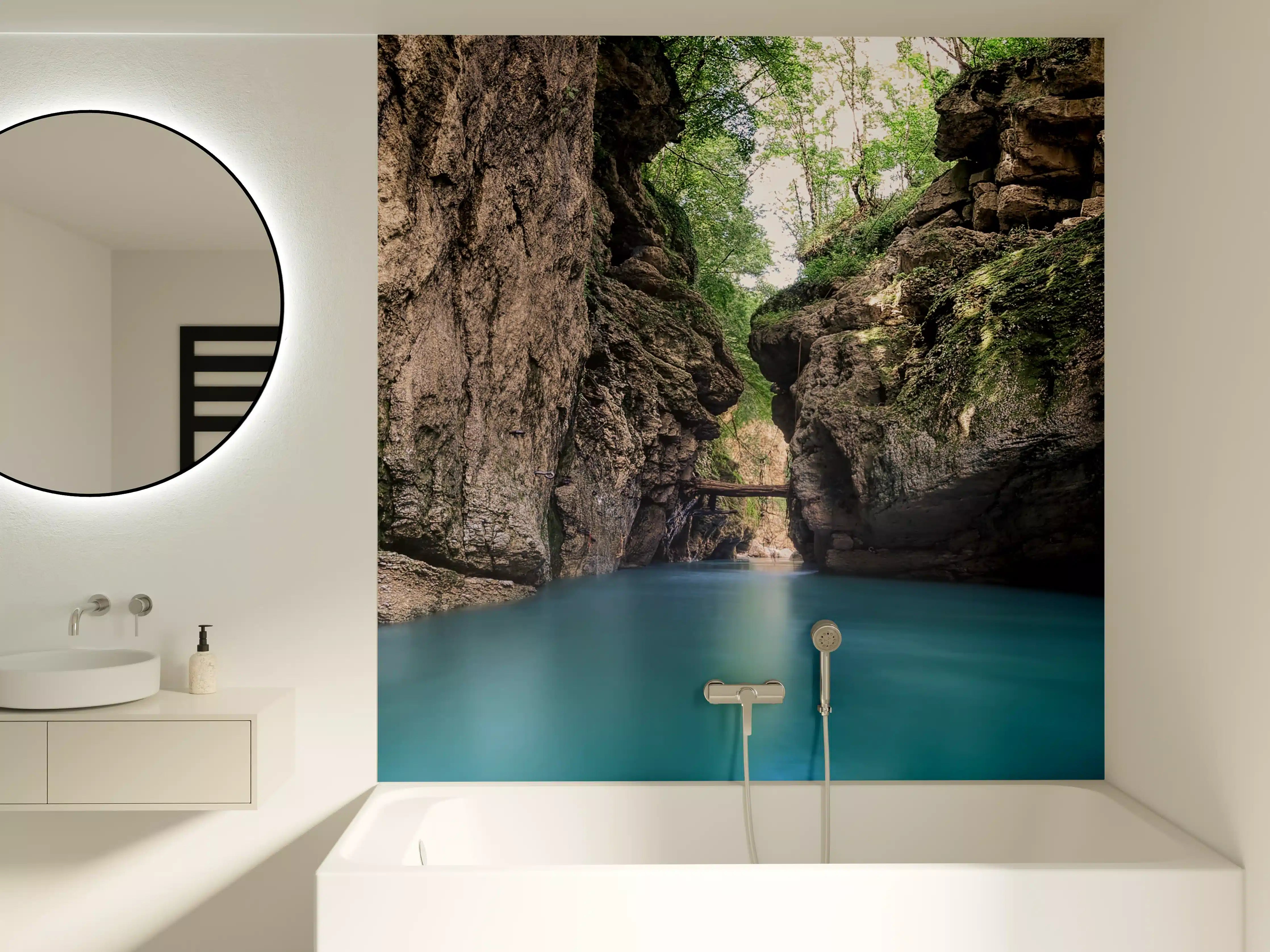 Badewannen-Rückwand - Blaue Fluss im Canyon