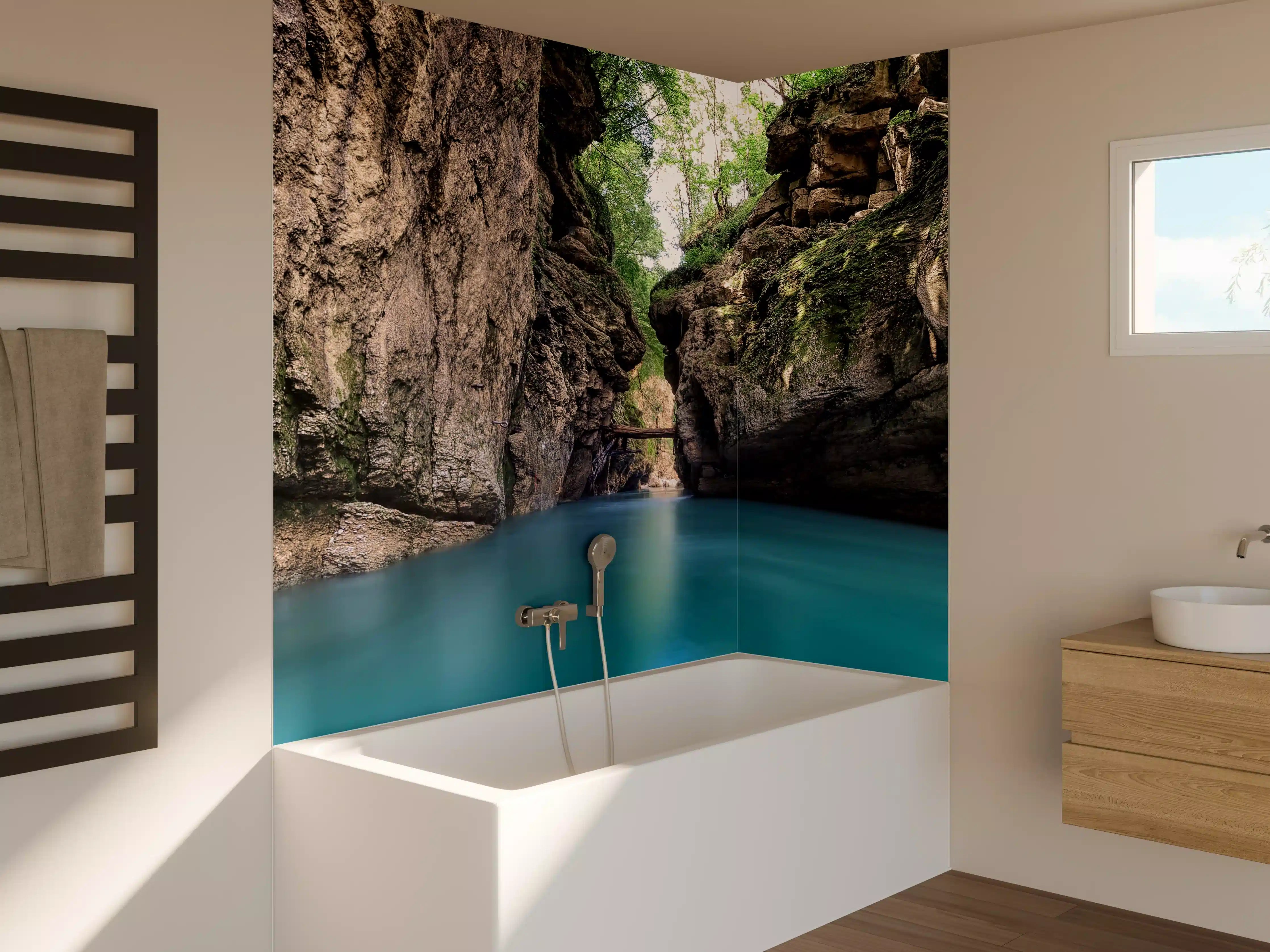 Badewannen-Rückwand - Blaue Fluss im Canyon