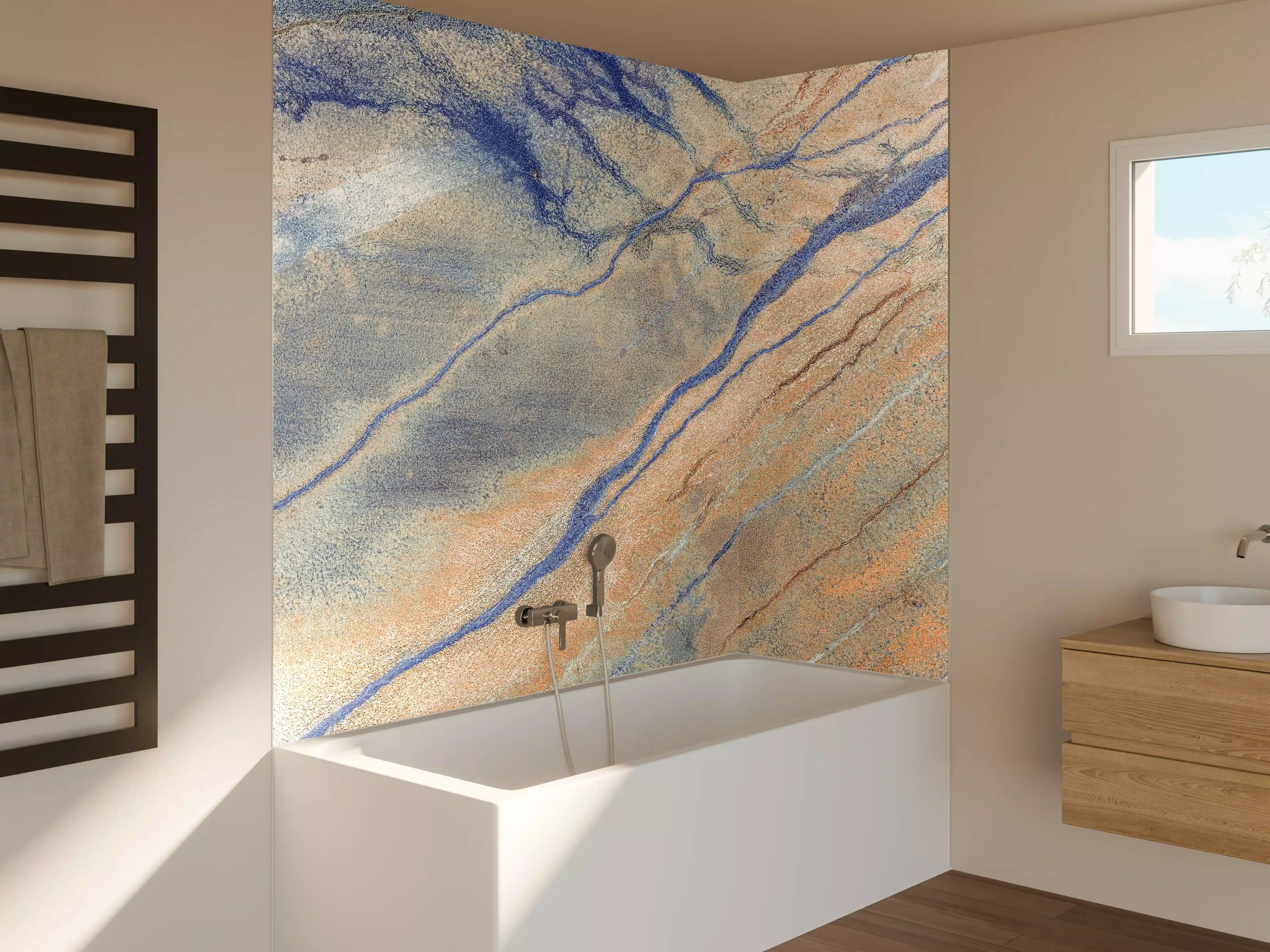 Badewannen-Rückwand - Blaue Flusslandschaft aus der Luft