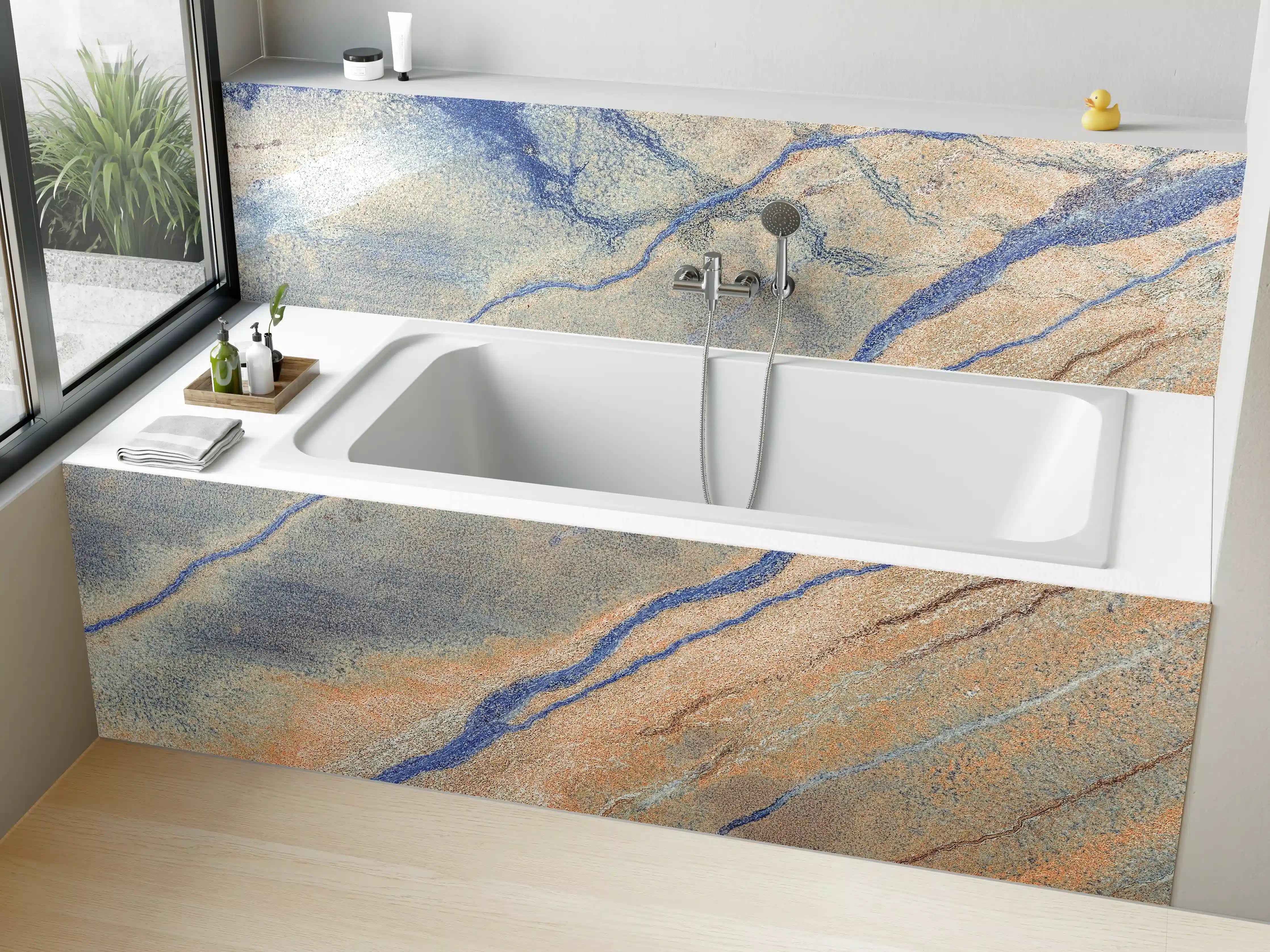 Badewannen-Rückwand - Blaue Flusslandschaft aus der Luft