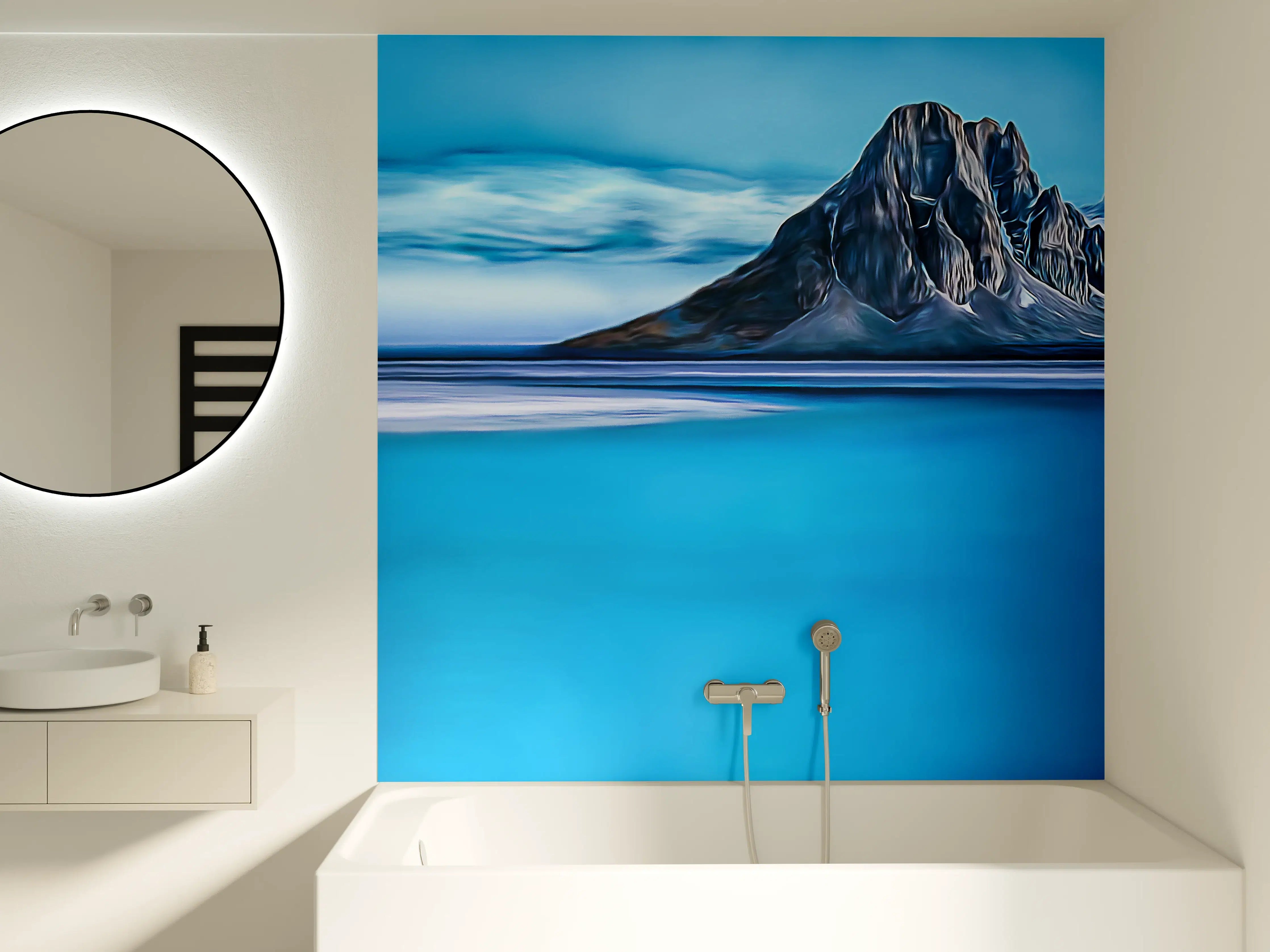 Badewannen-Rückwand - Blaue Gletscherlandschaft