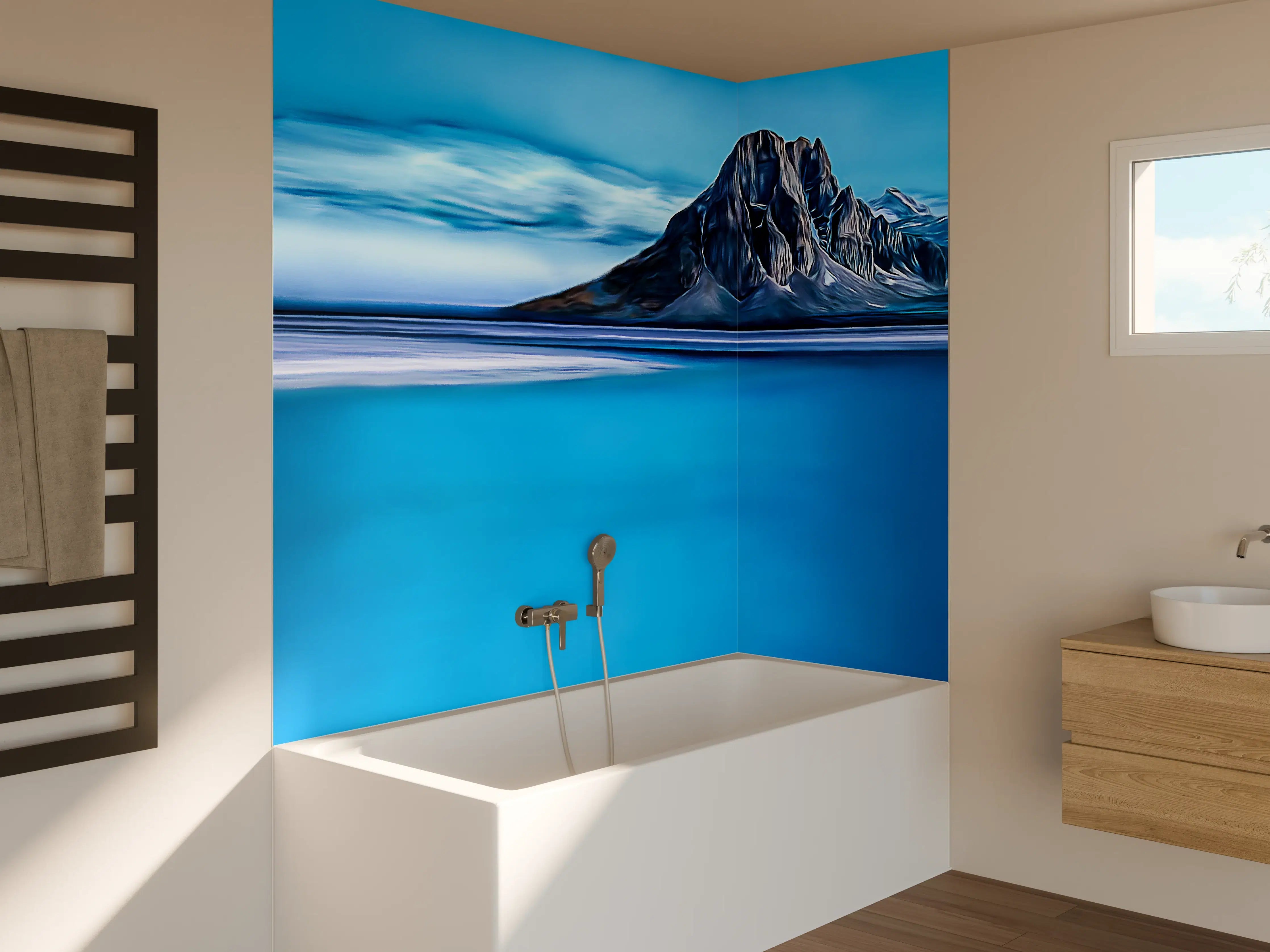Badewannen-Rückwand - Blaue Gletscherlandschaft