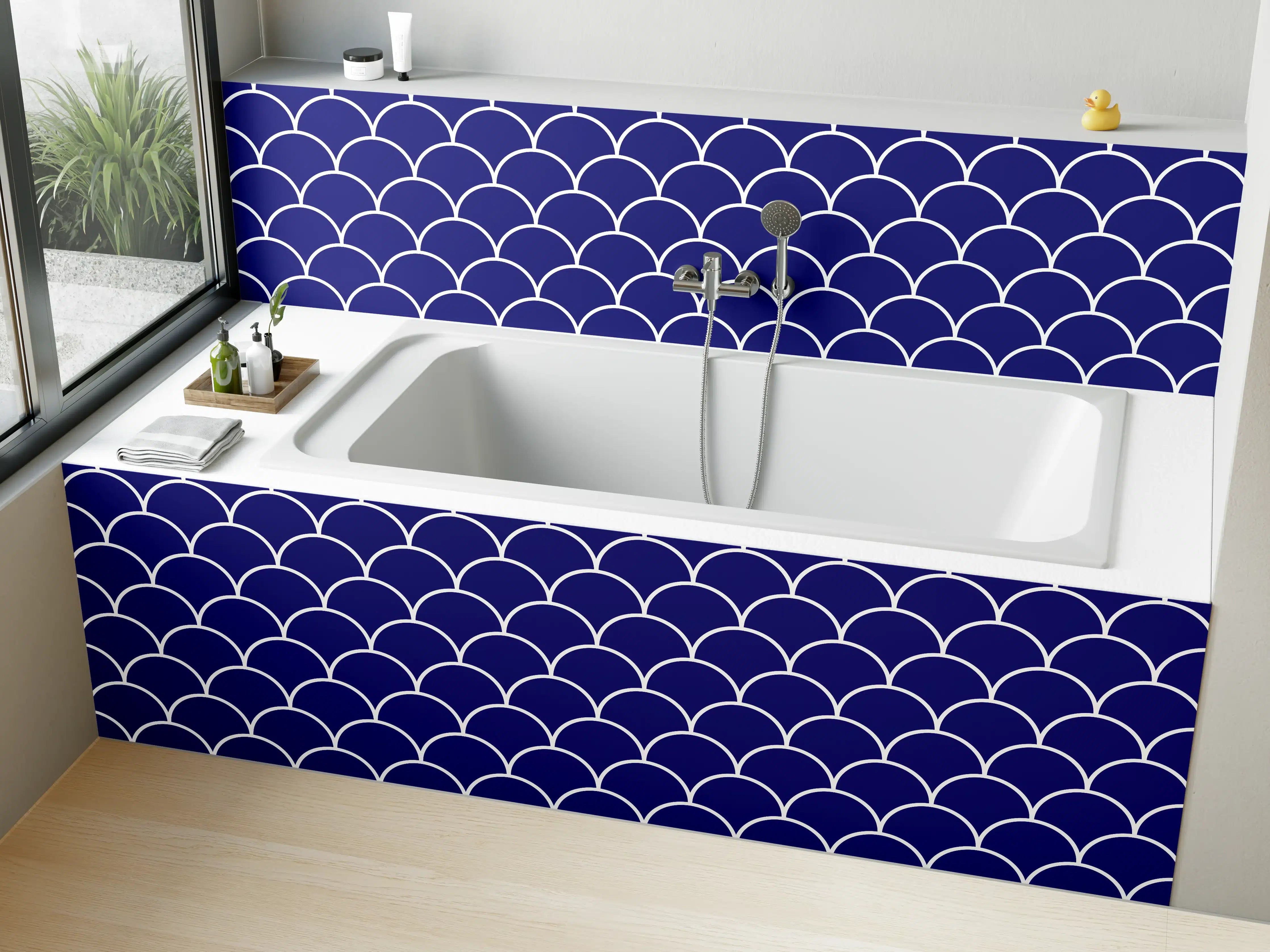 Badewannen-Rückwand - Blaue Meeres-Scales-Textur