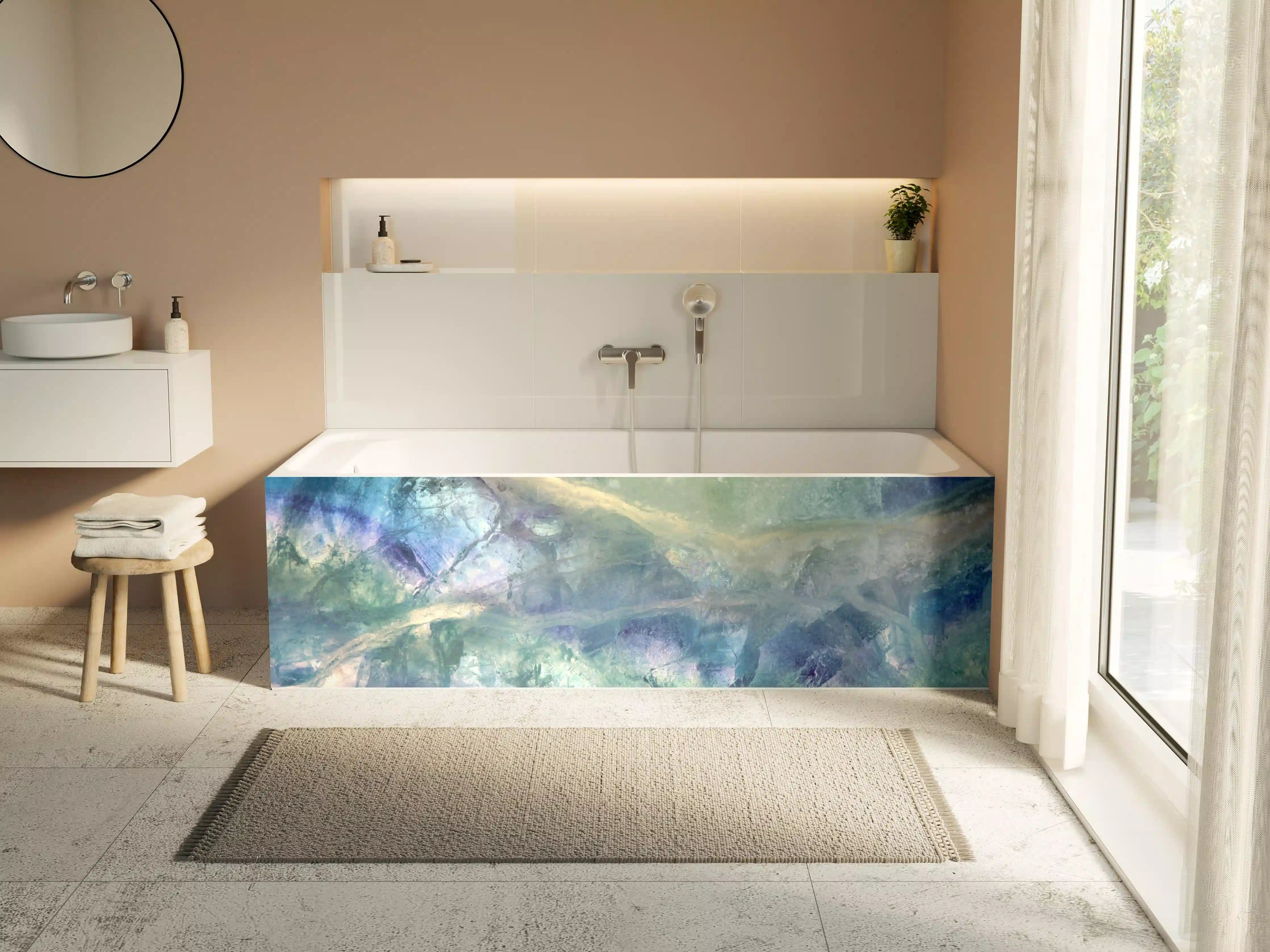 Badewannen-Rückwand - Blaue Meereswellen mit Reflexionen