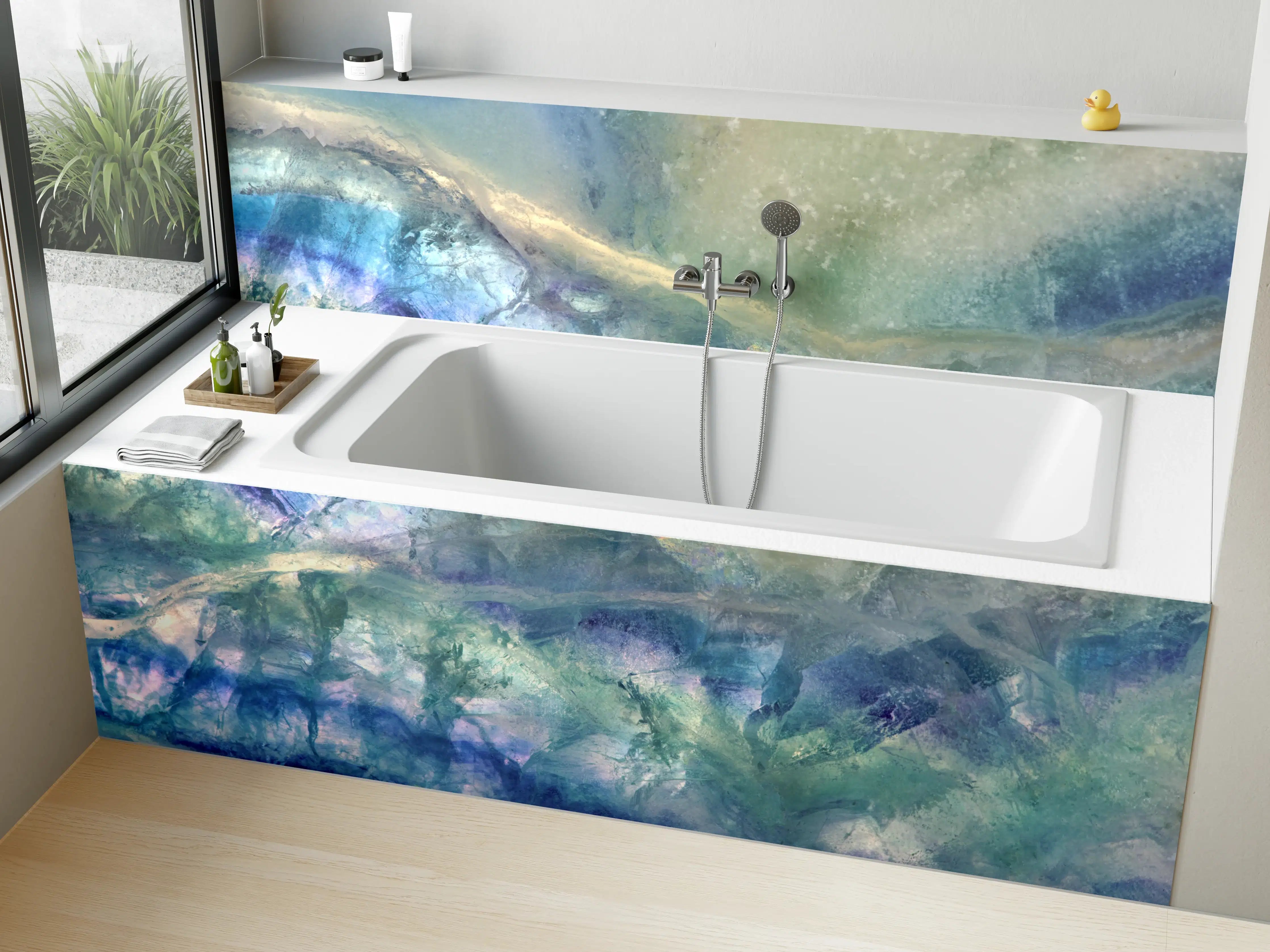 Badewannen-Rückwand - Blaue Meereswellen mit Reflexionen