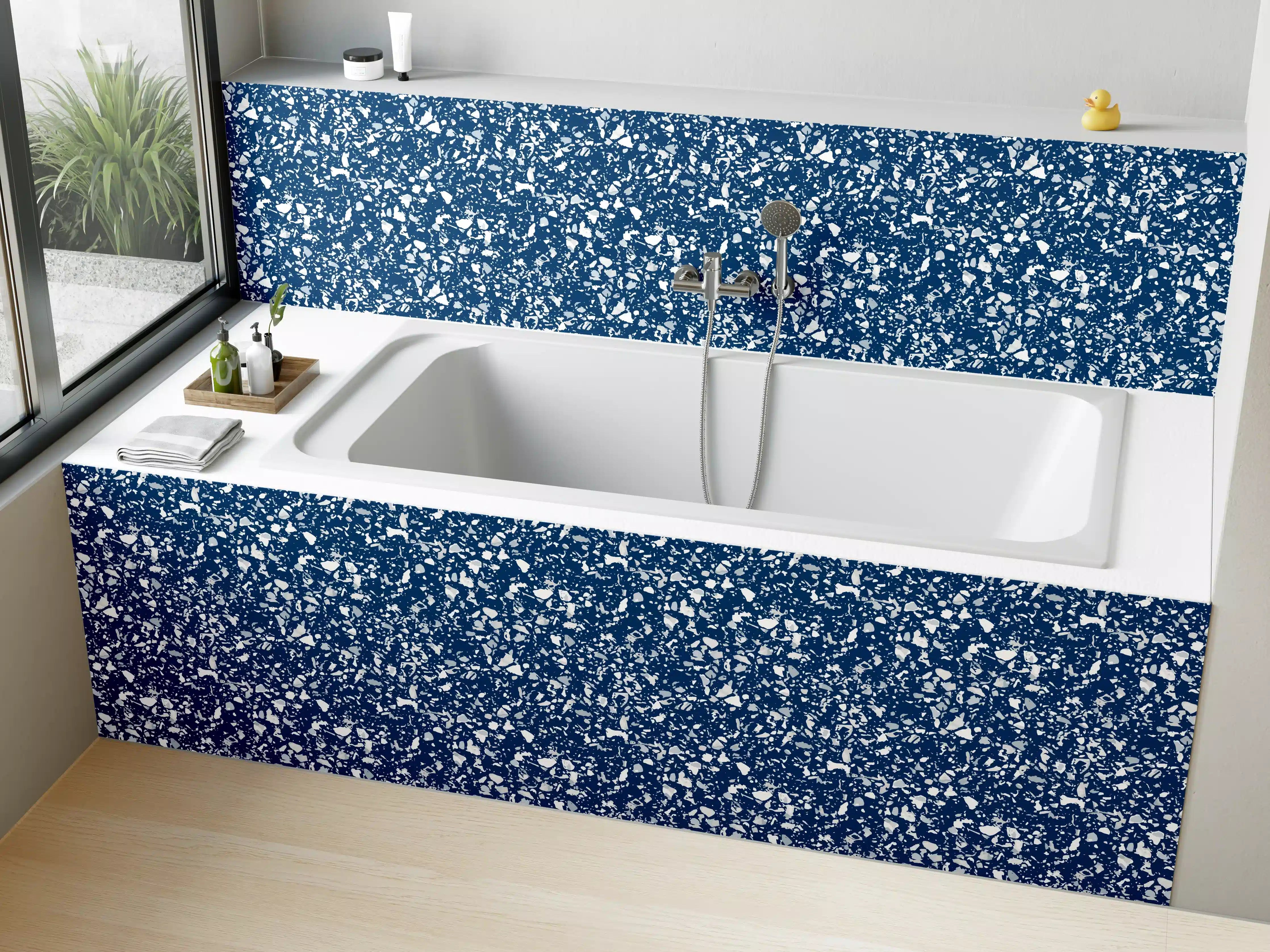 Badewannen-Rückwand - Blaue Schneeflocken-Textur