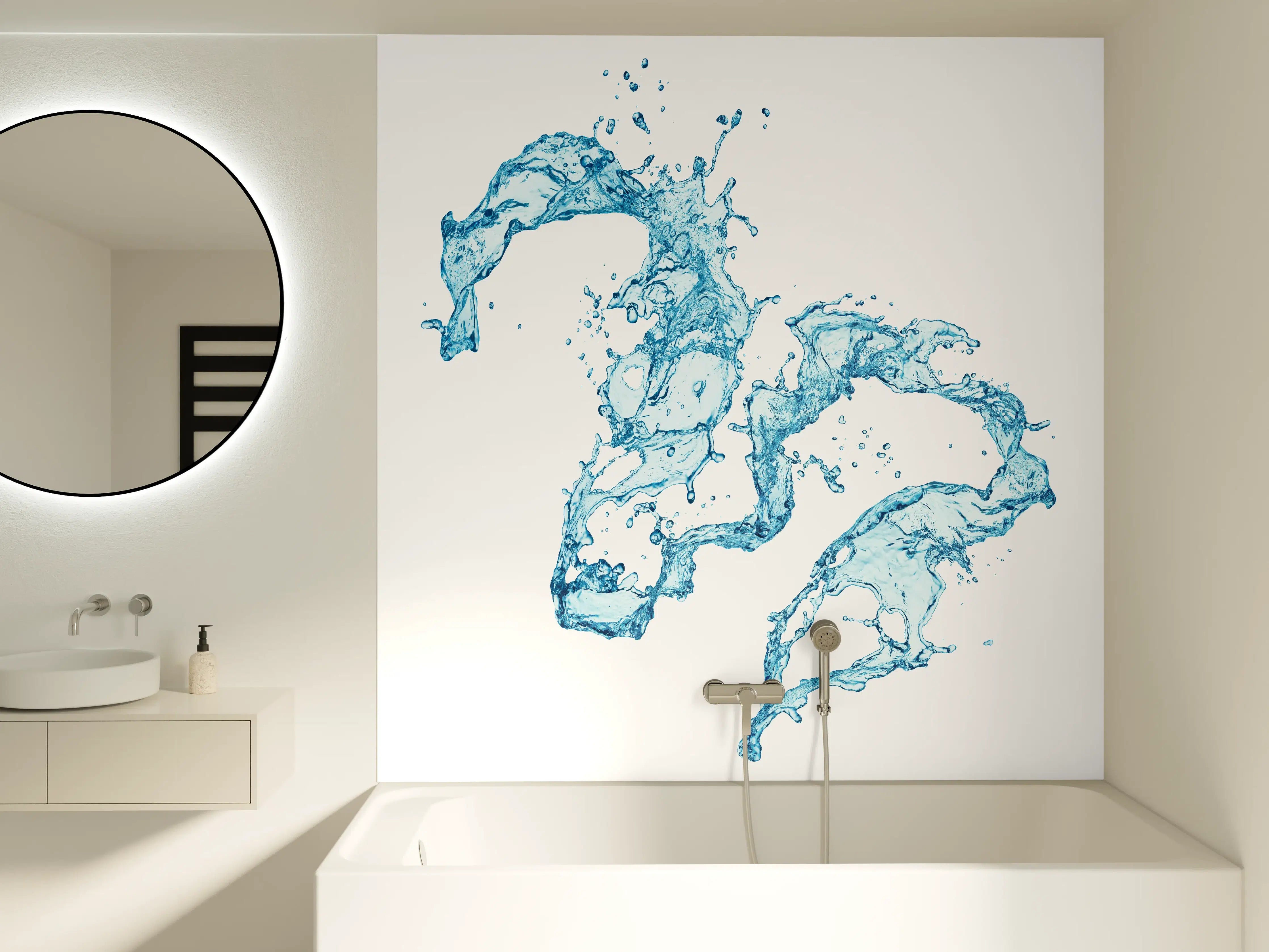 Badewannen-Rückwand - Blaue Wasser Spritzer weißer Hintergrund