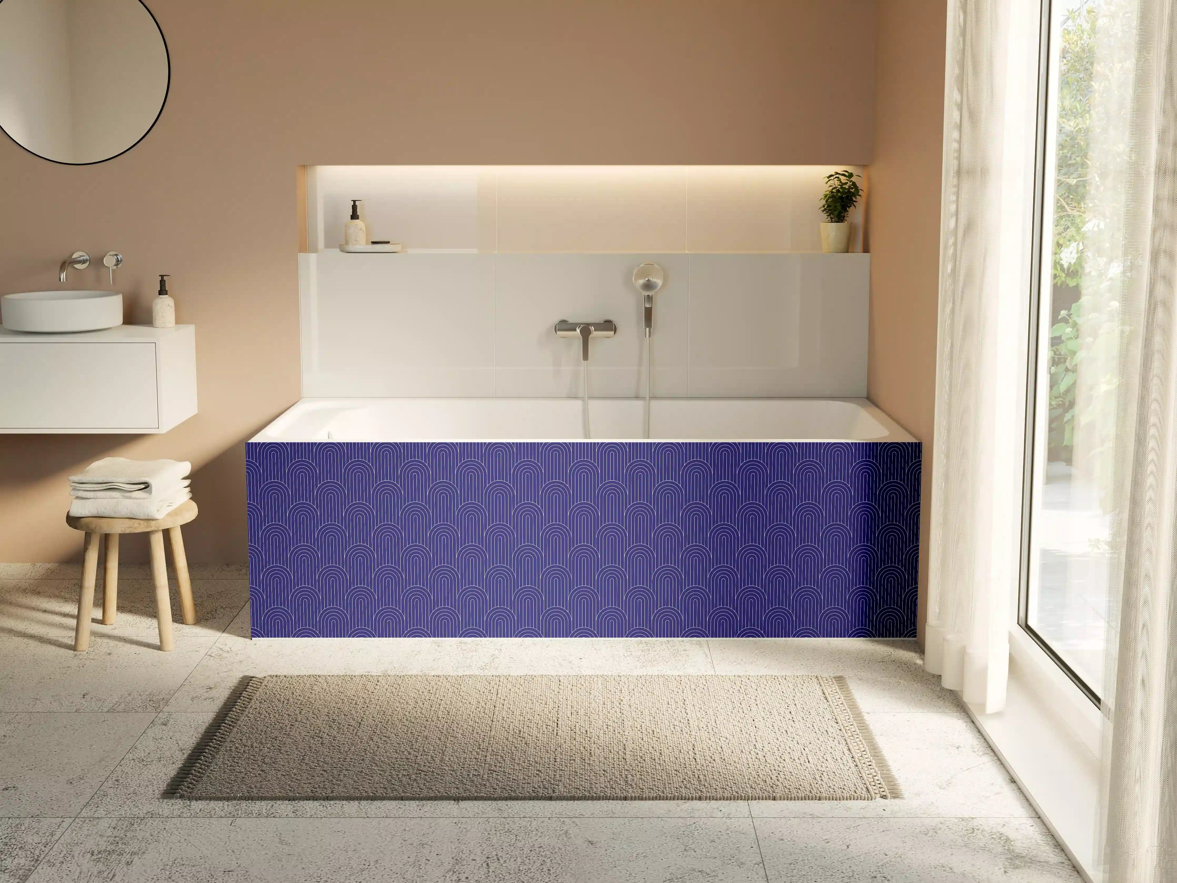 Badewannen-Rückwand - Blaue Wellenmuster Textur