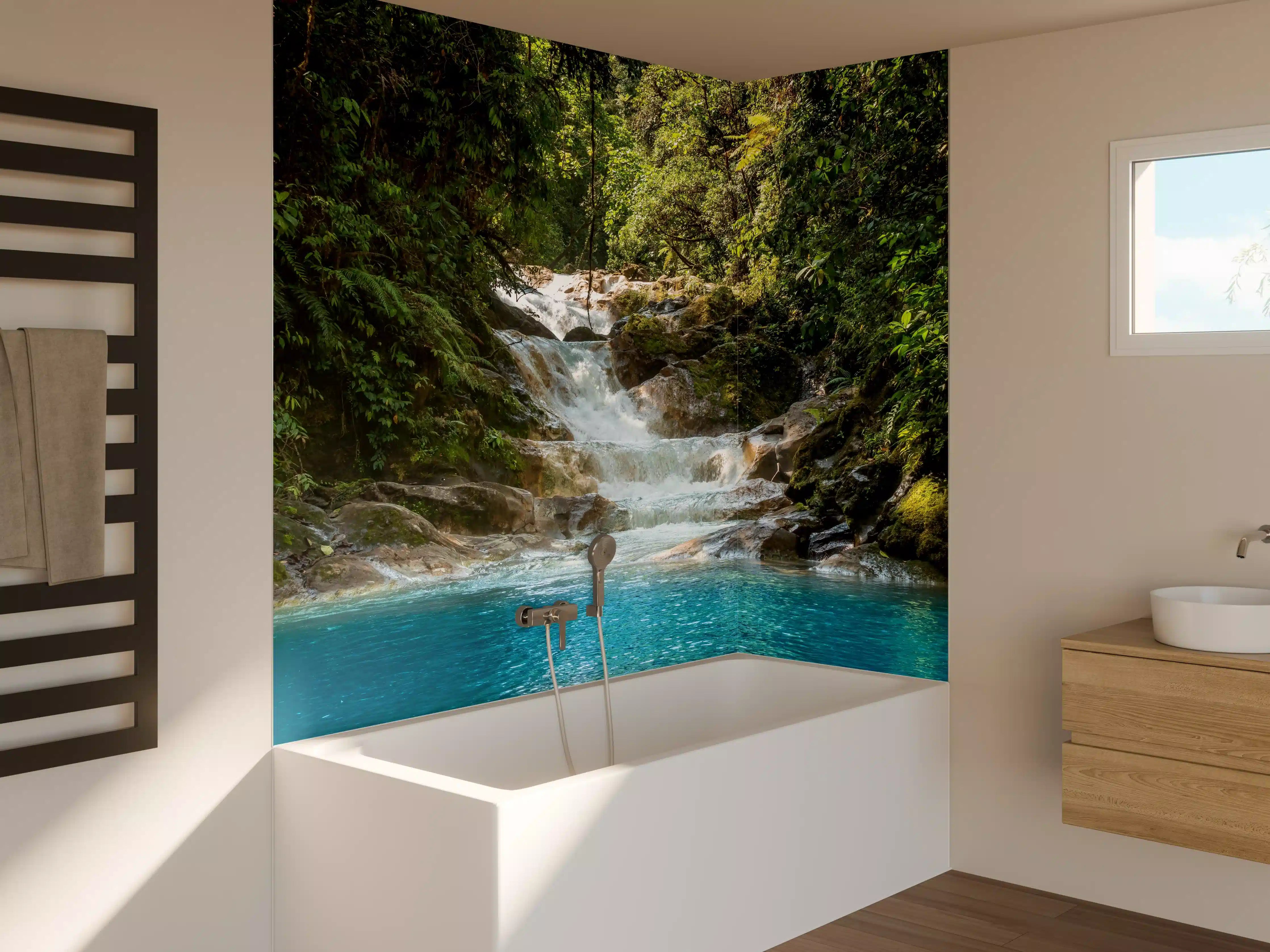 Badewannen-Rückwand - Blauer Costa Rica Wasserfall