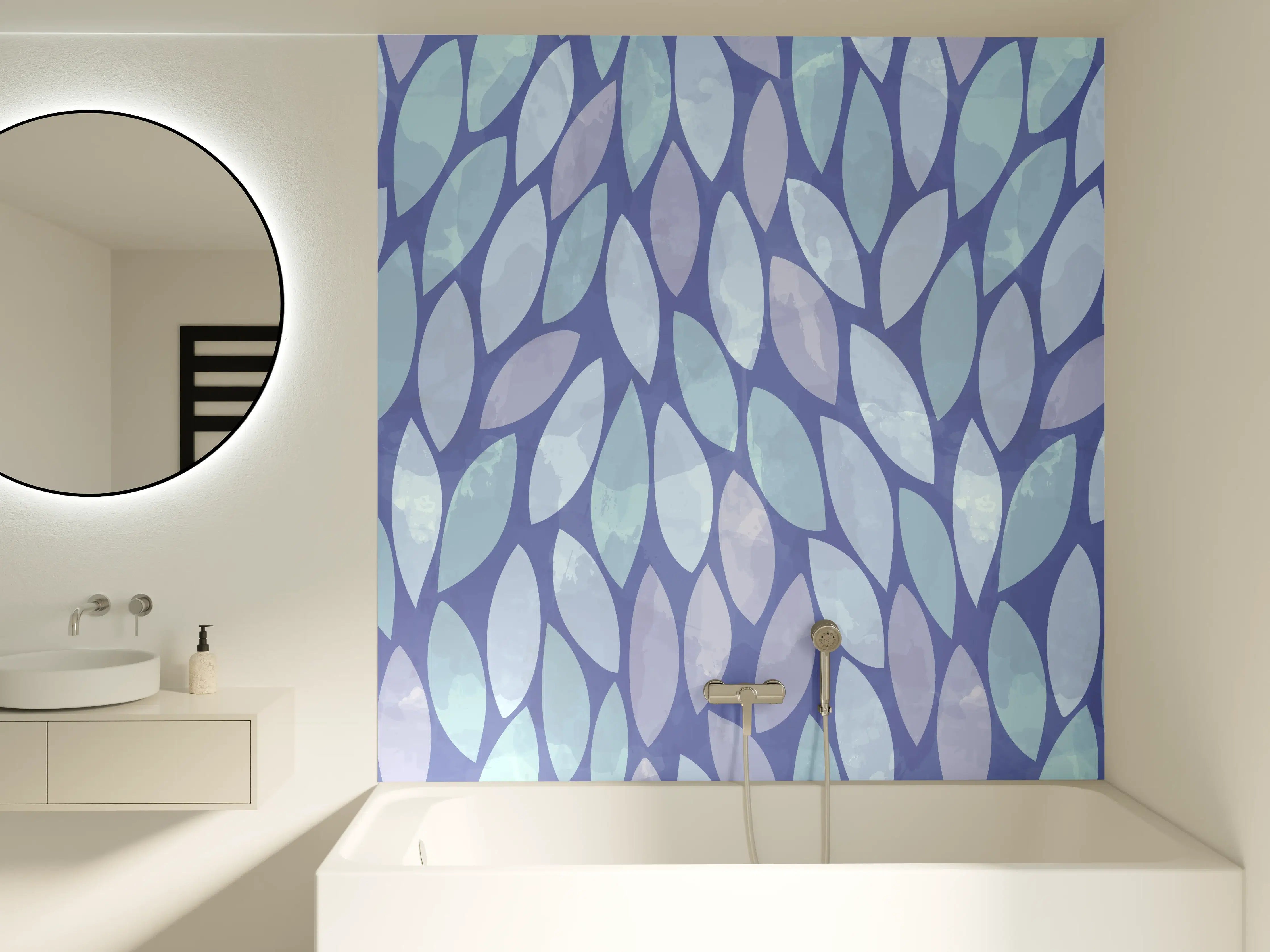 Badewannen-Rückwand - Blauer Mosaik-Teppich mit Pastelltönen