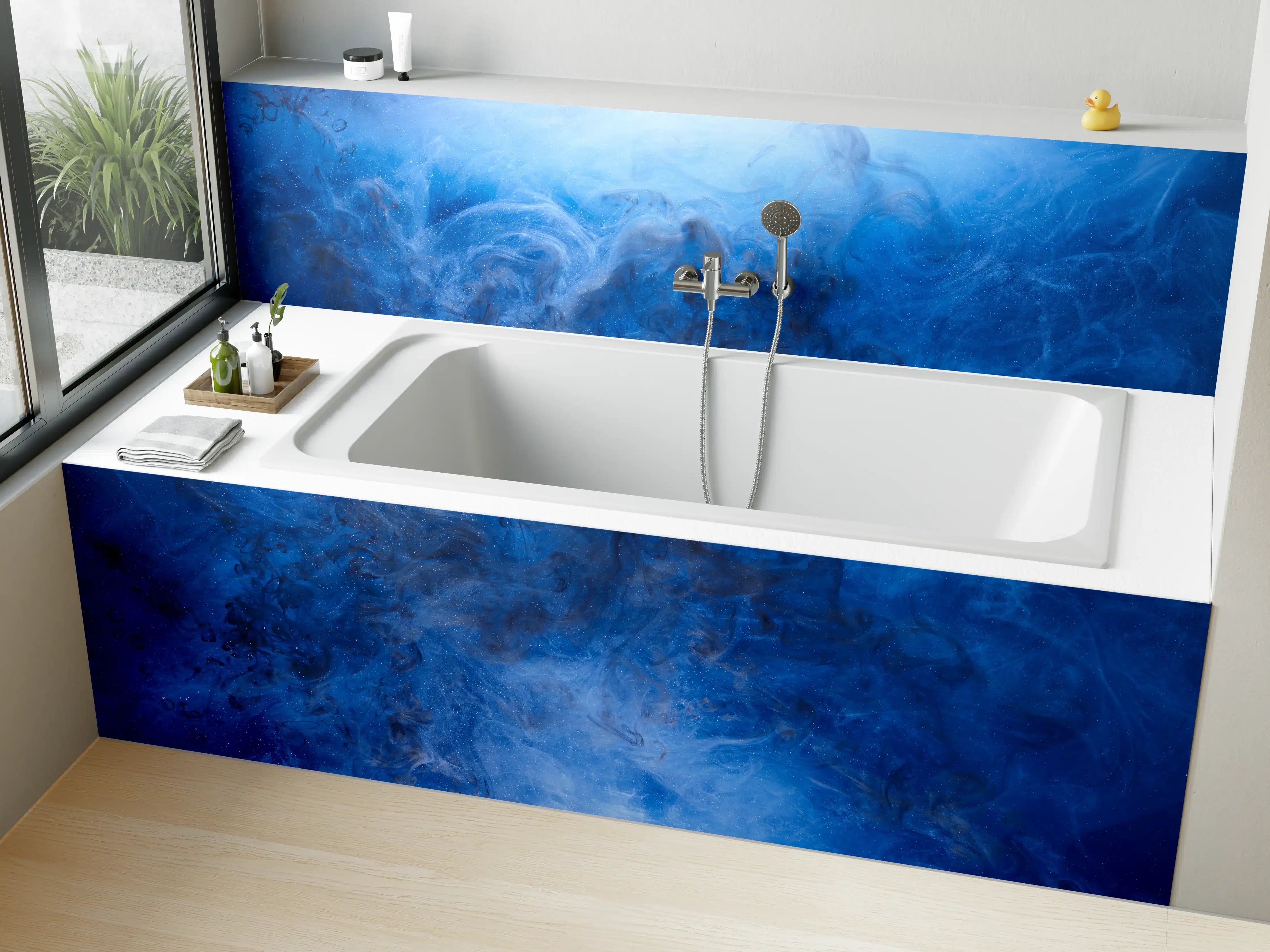 Badewannen-Rückwand - Blauer Rauch