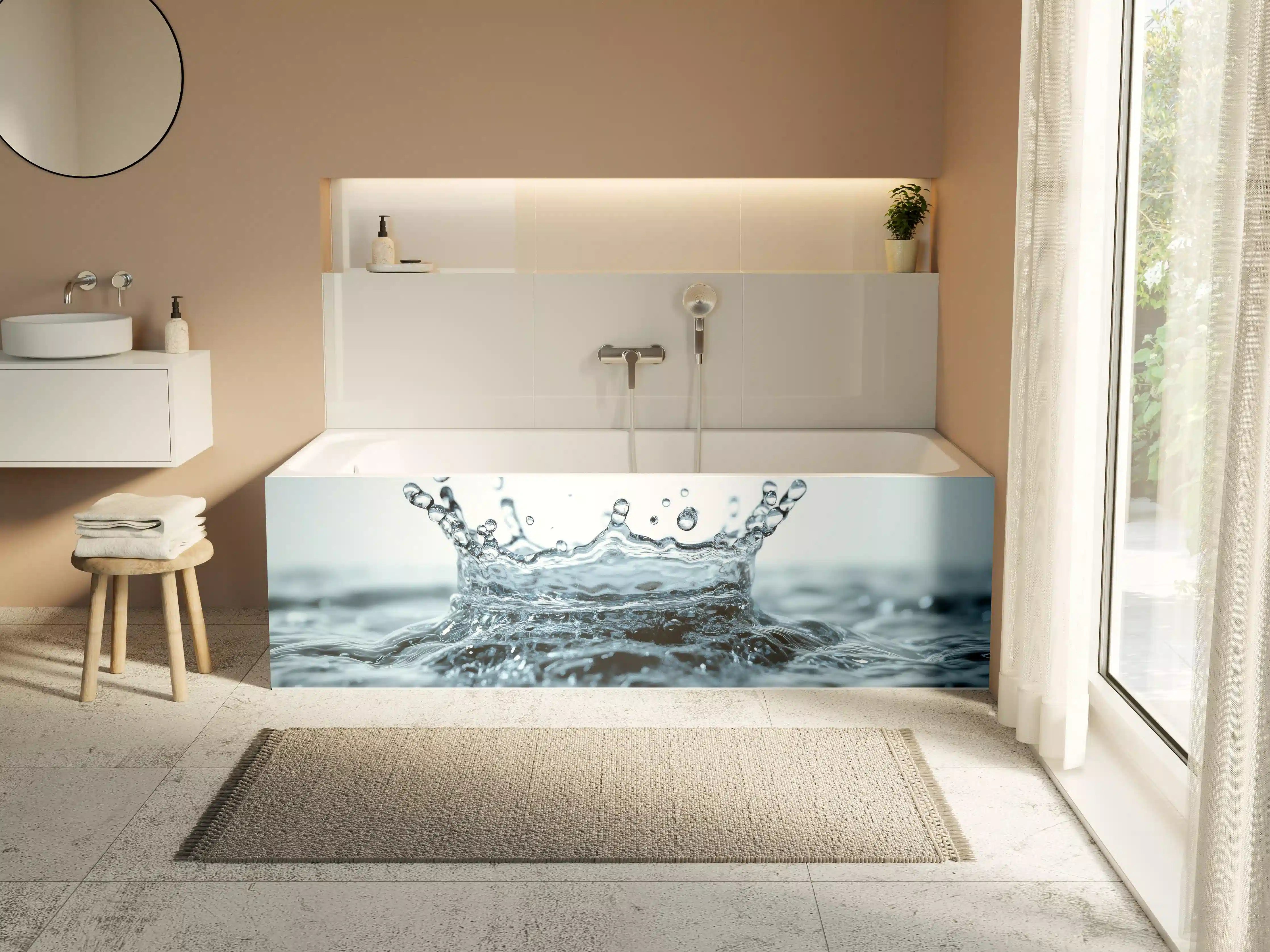 Badewannen-Rückwand - Blauer Wasser-Splash