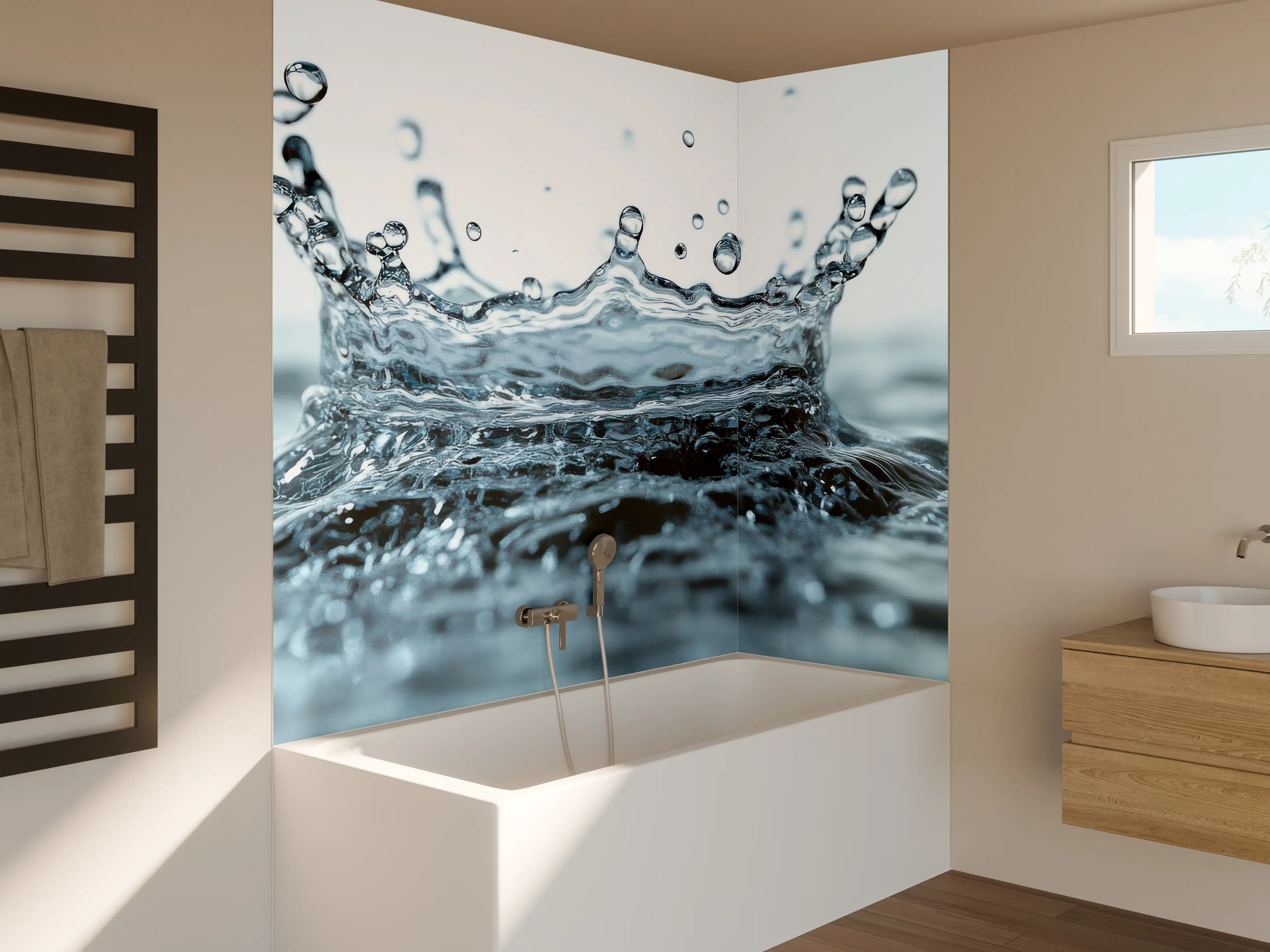 Badewannen-Rückwand - Blauer Wasser-Splash
