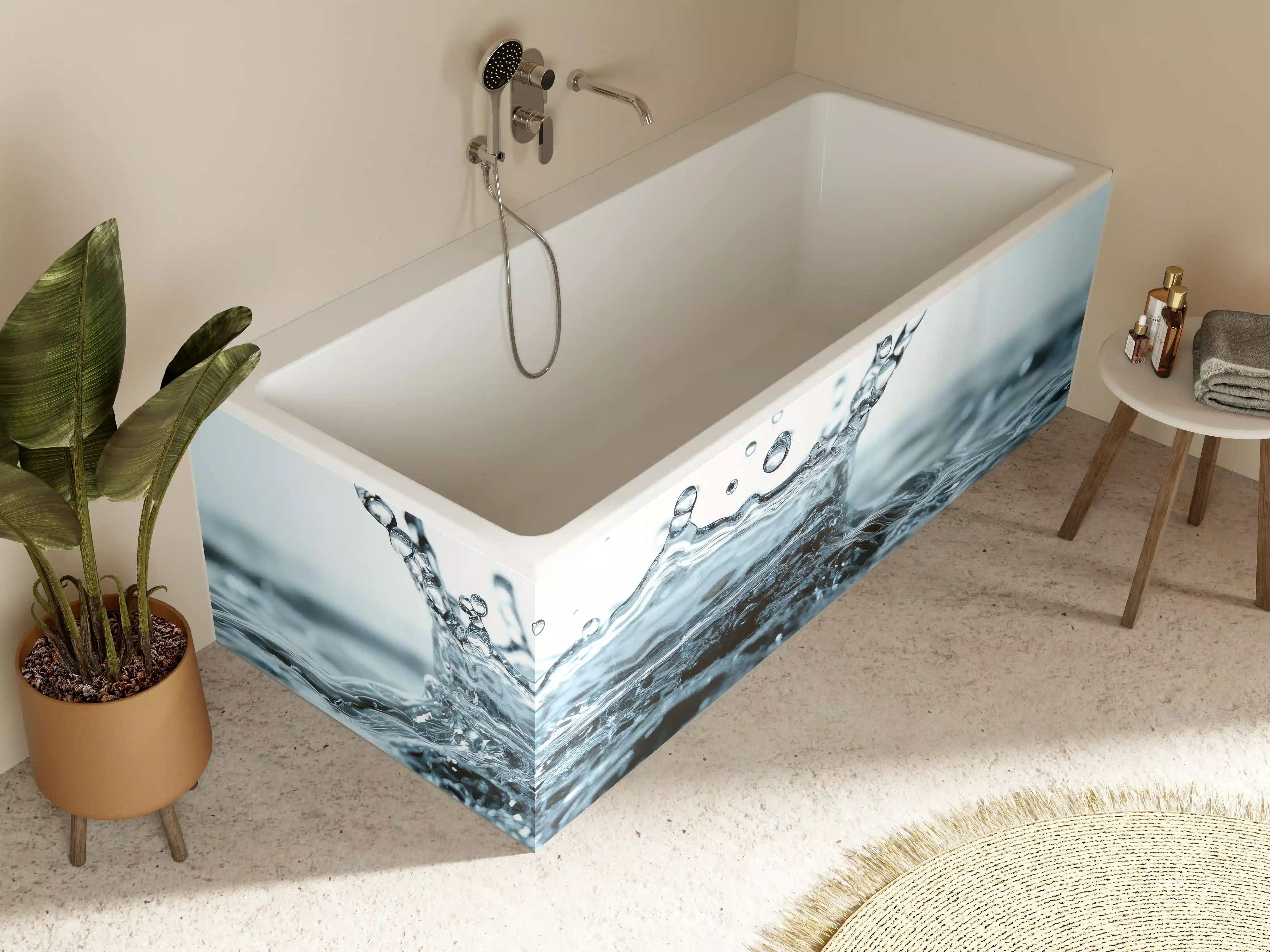 Badewannen-Rückwand - Blauer Wasser-Splash