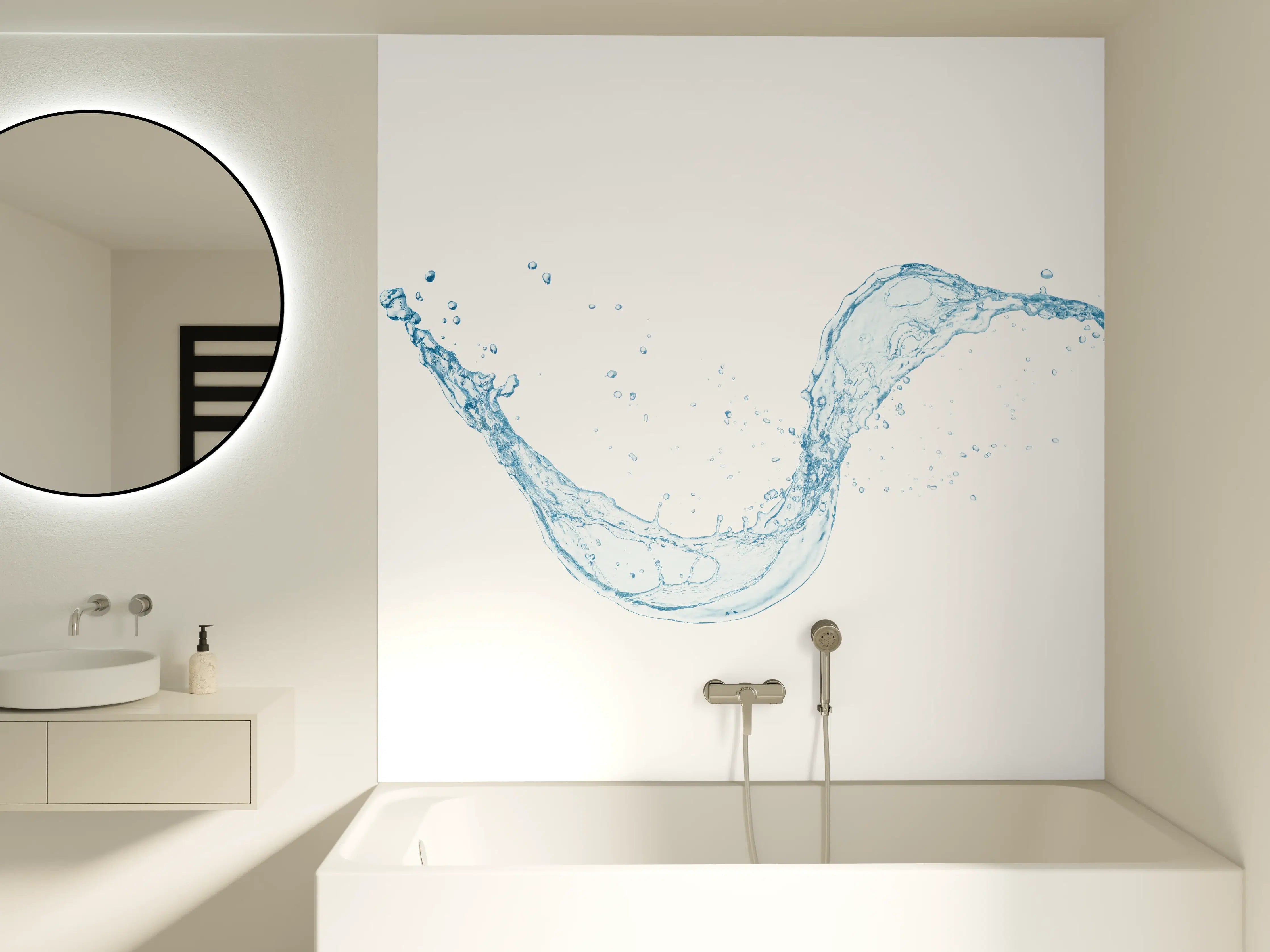 Badewannen-Rückwand - Blauer Wasserspritzer Isoliert