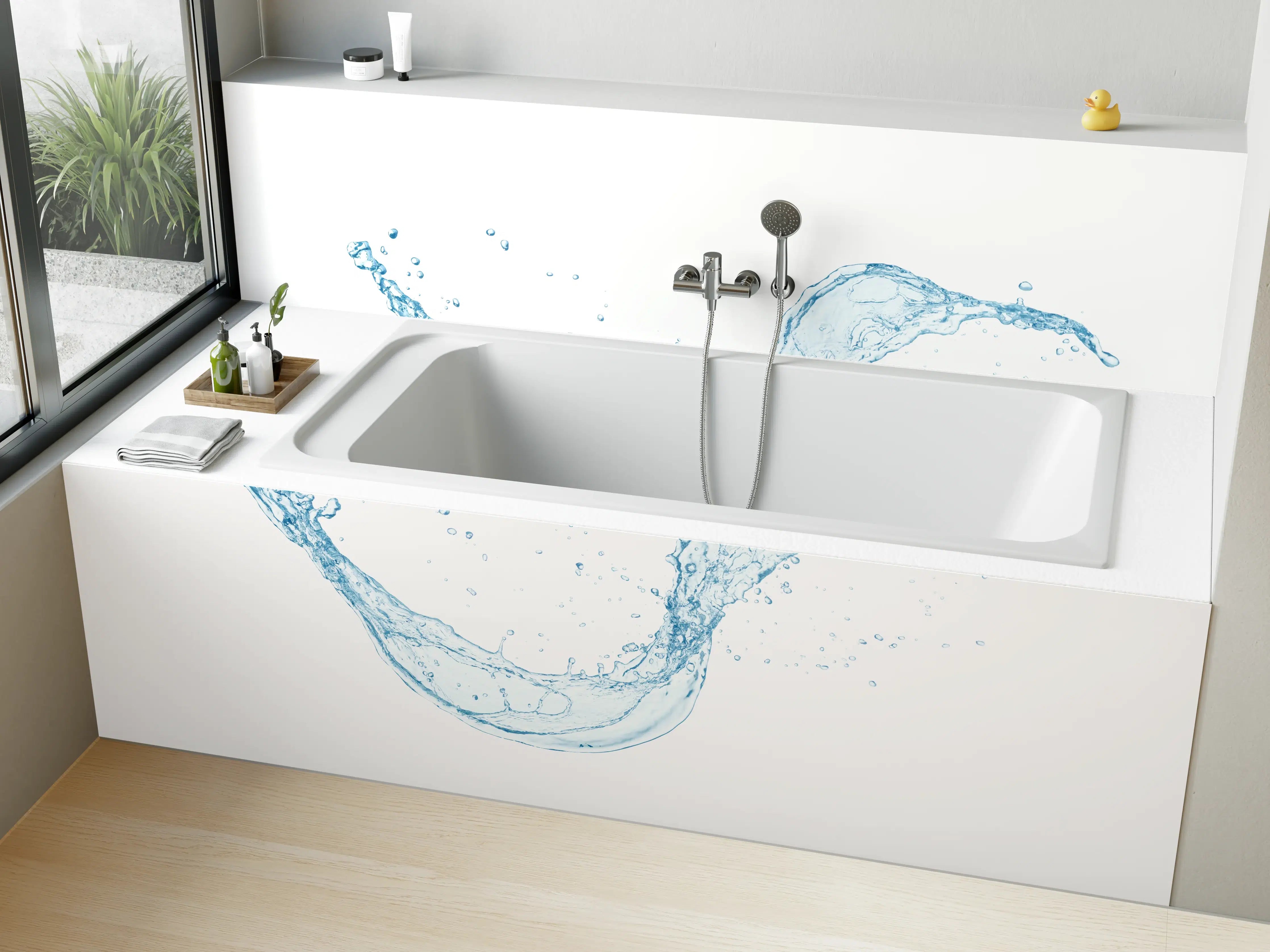 Badewannen-Rückwand - Blauer Wasserspritzer Isoliert