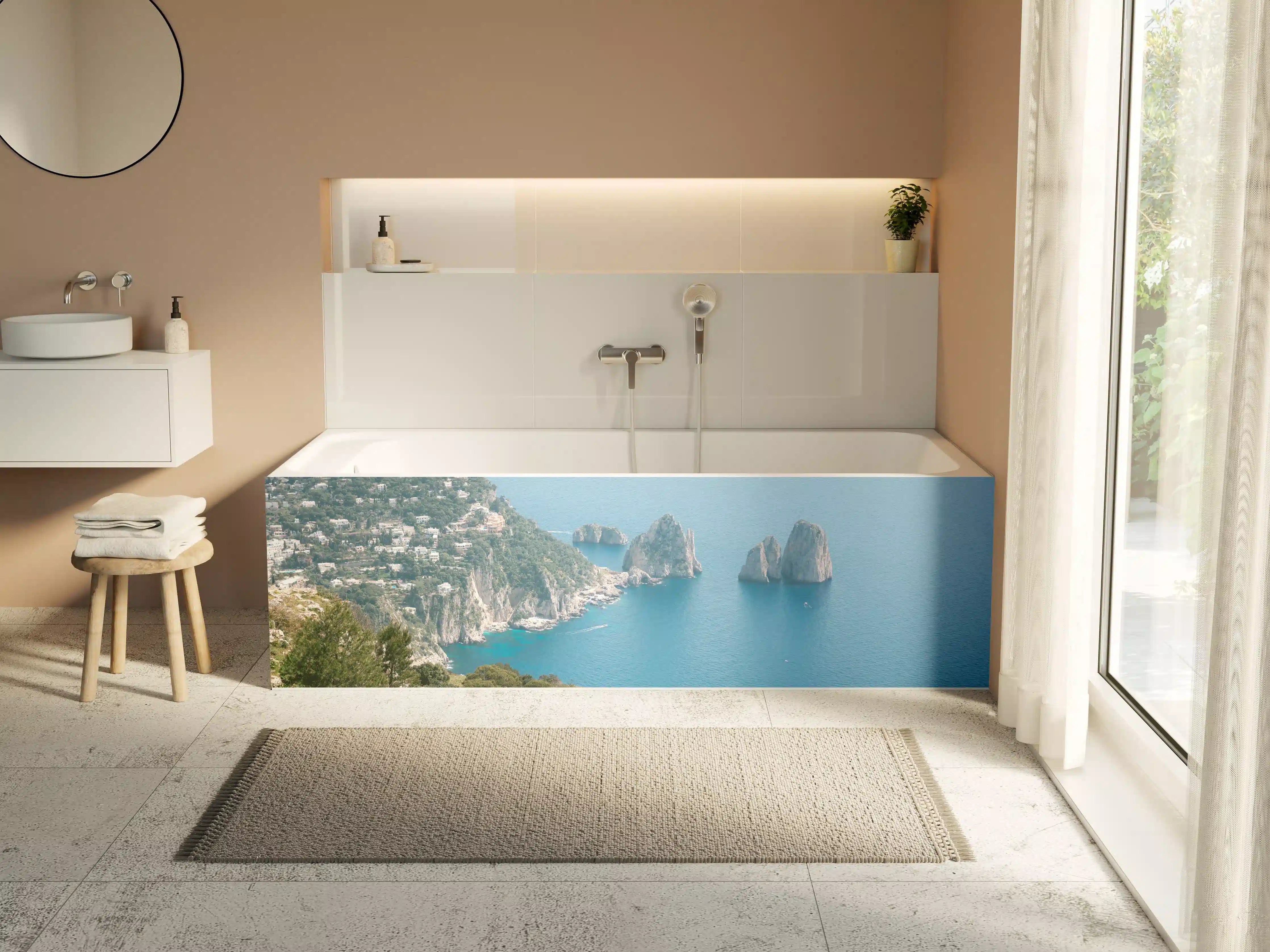Badewannen-Rückwand - Blaues Meer an Italiens Küste