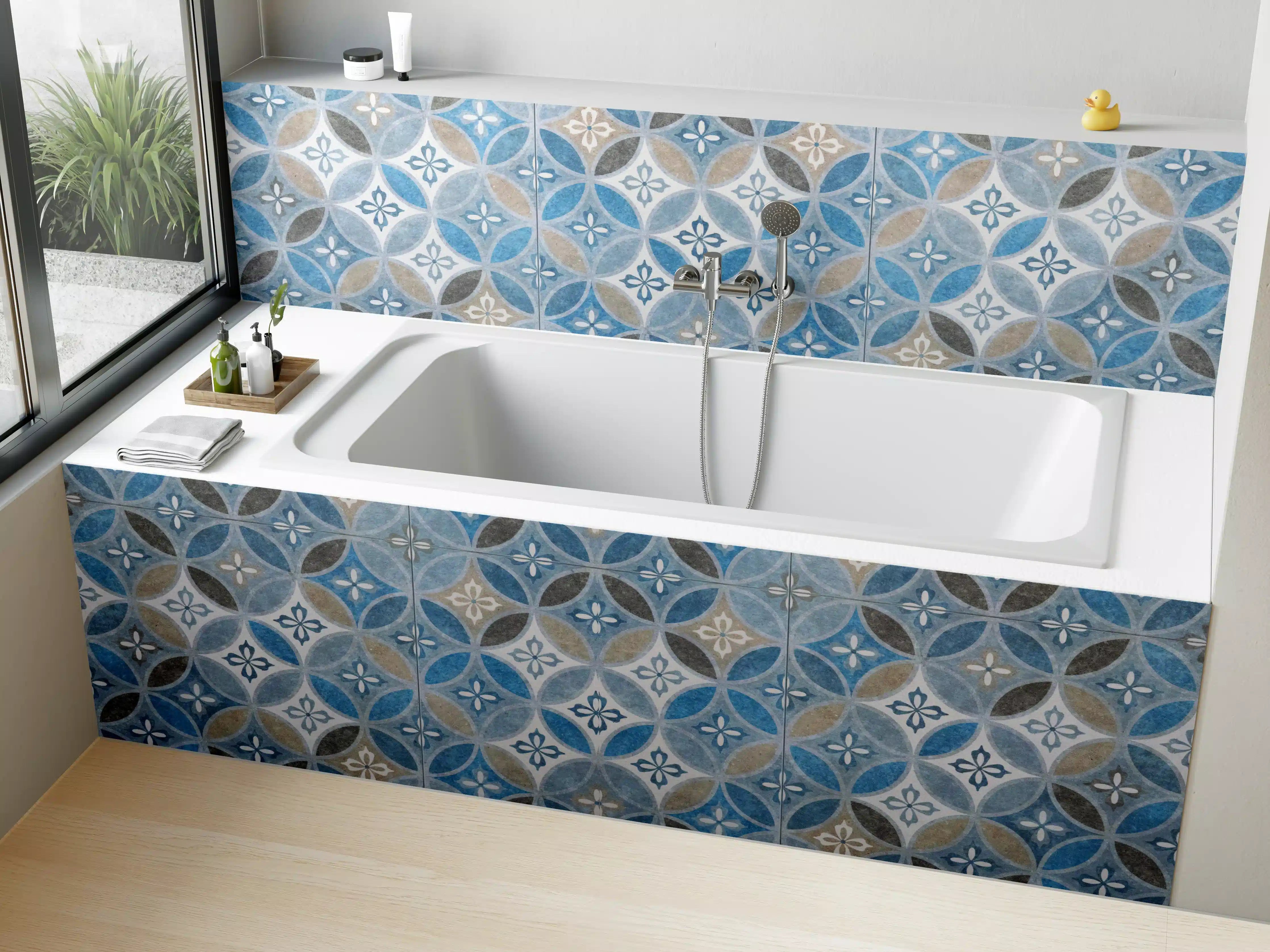 Badewannen-Rückwand - Blaues Vintage Mosaik