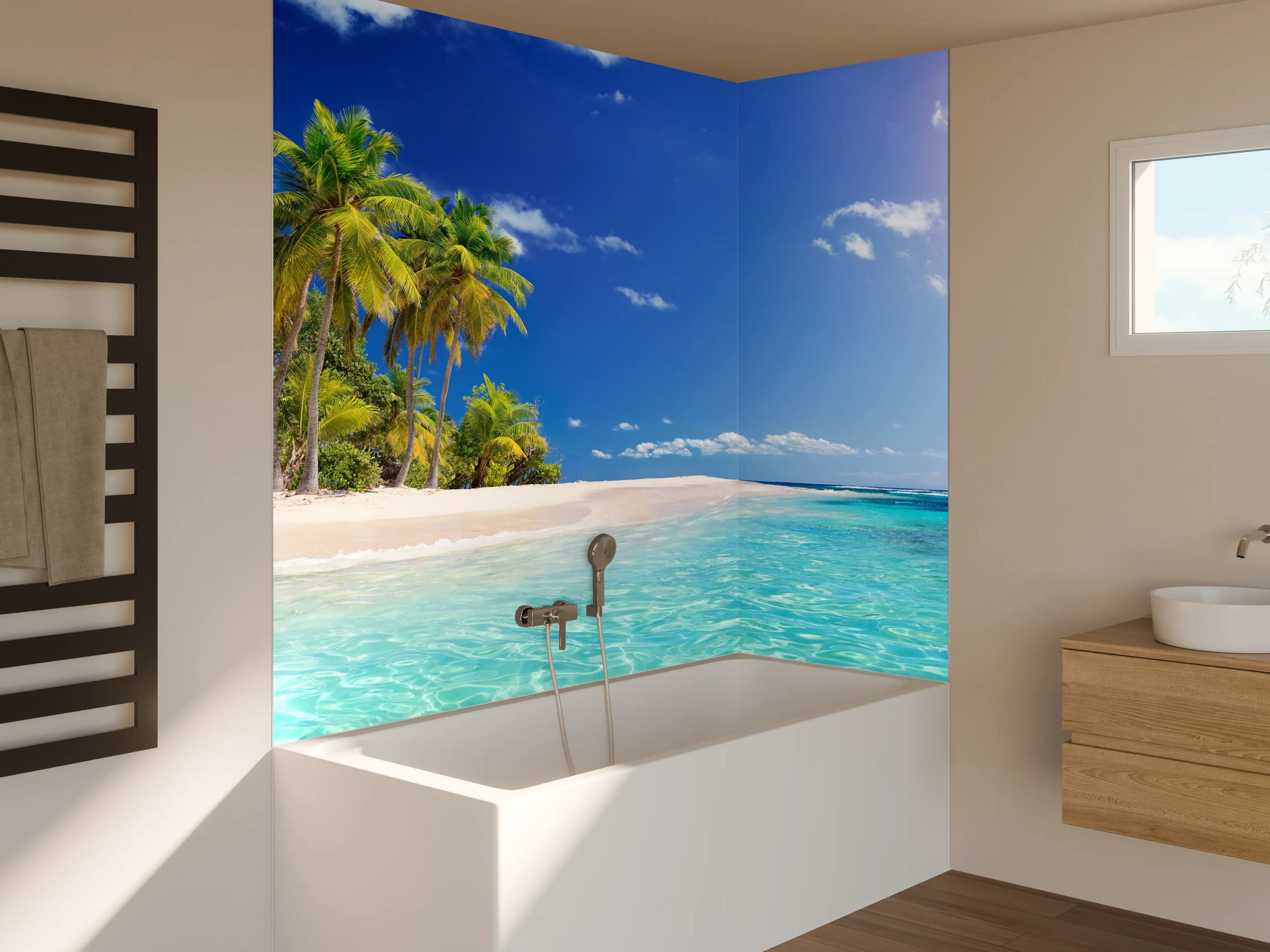 Badewannen-Rückwand - Blick auf Malediven