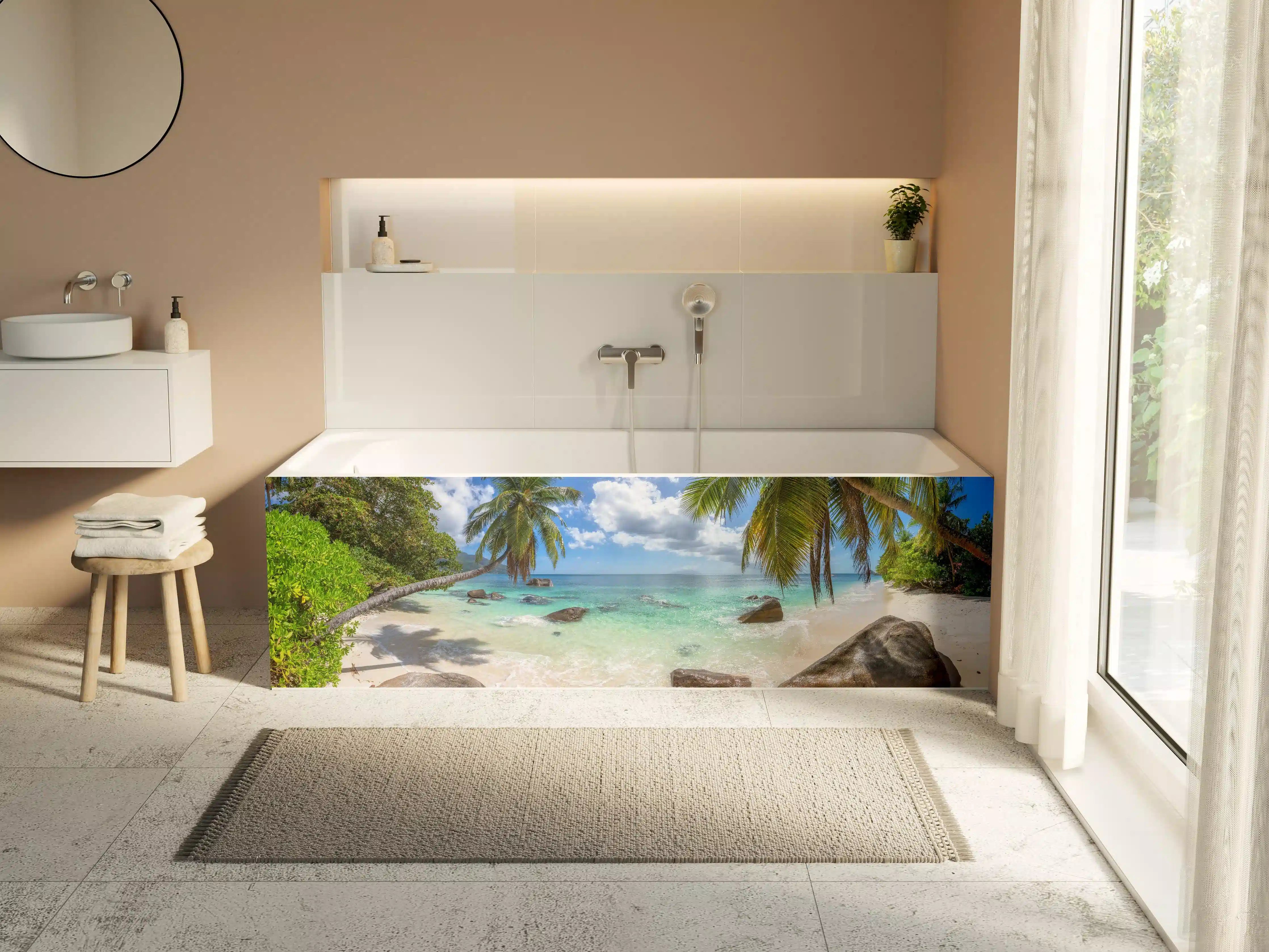 Badewannen-Rückwand - Blick auf den schönen tropischen Strand