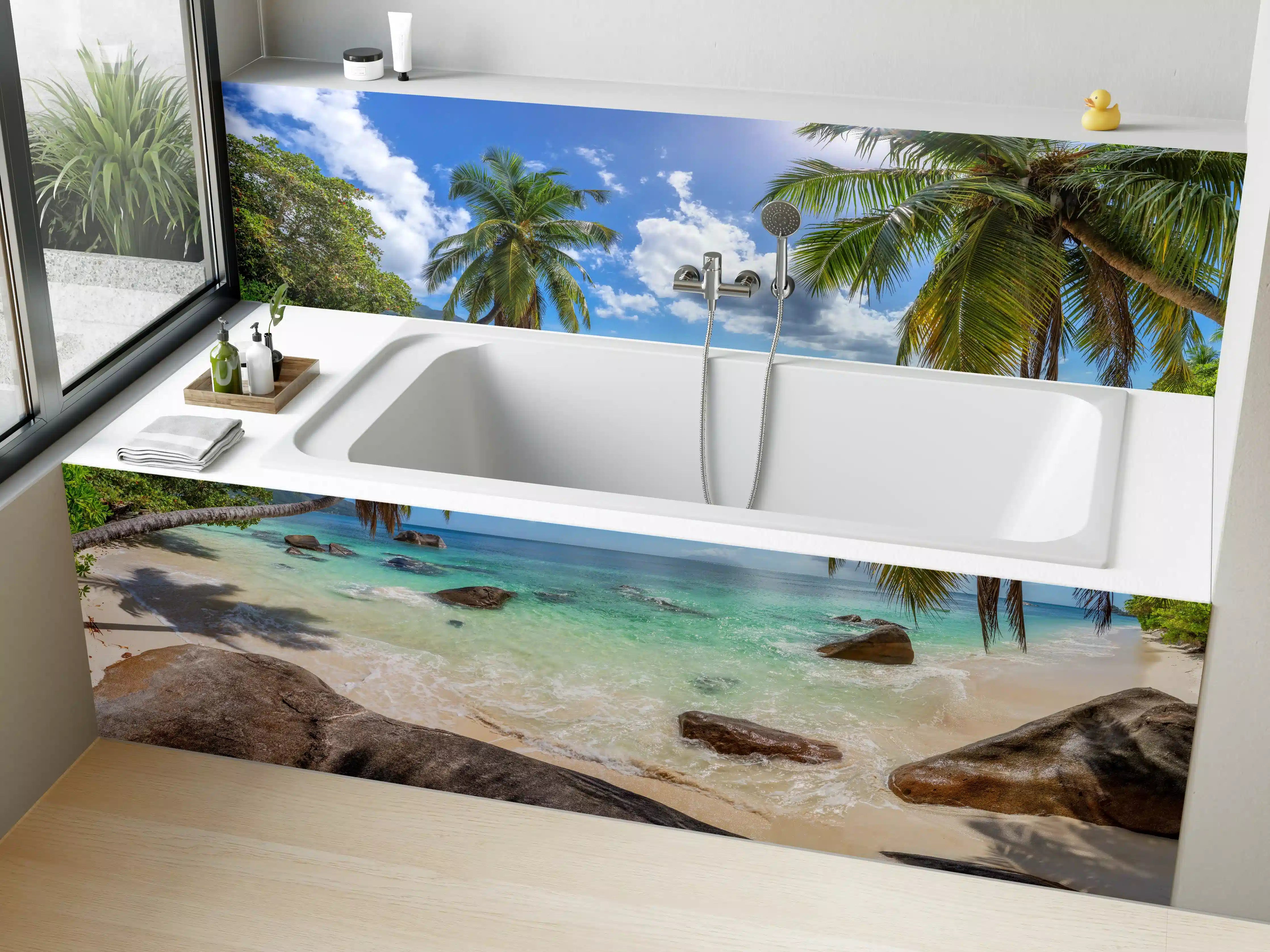 Badewannen-Rückwand - Blick auf den schönen tropischen Strand