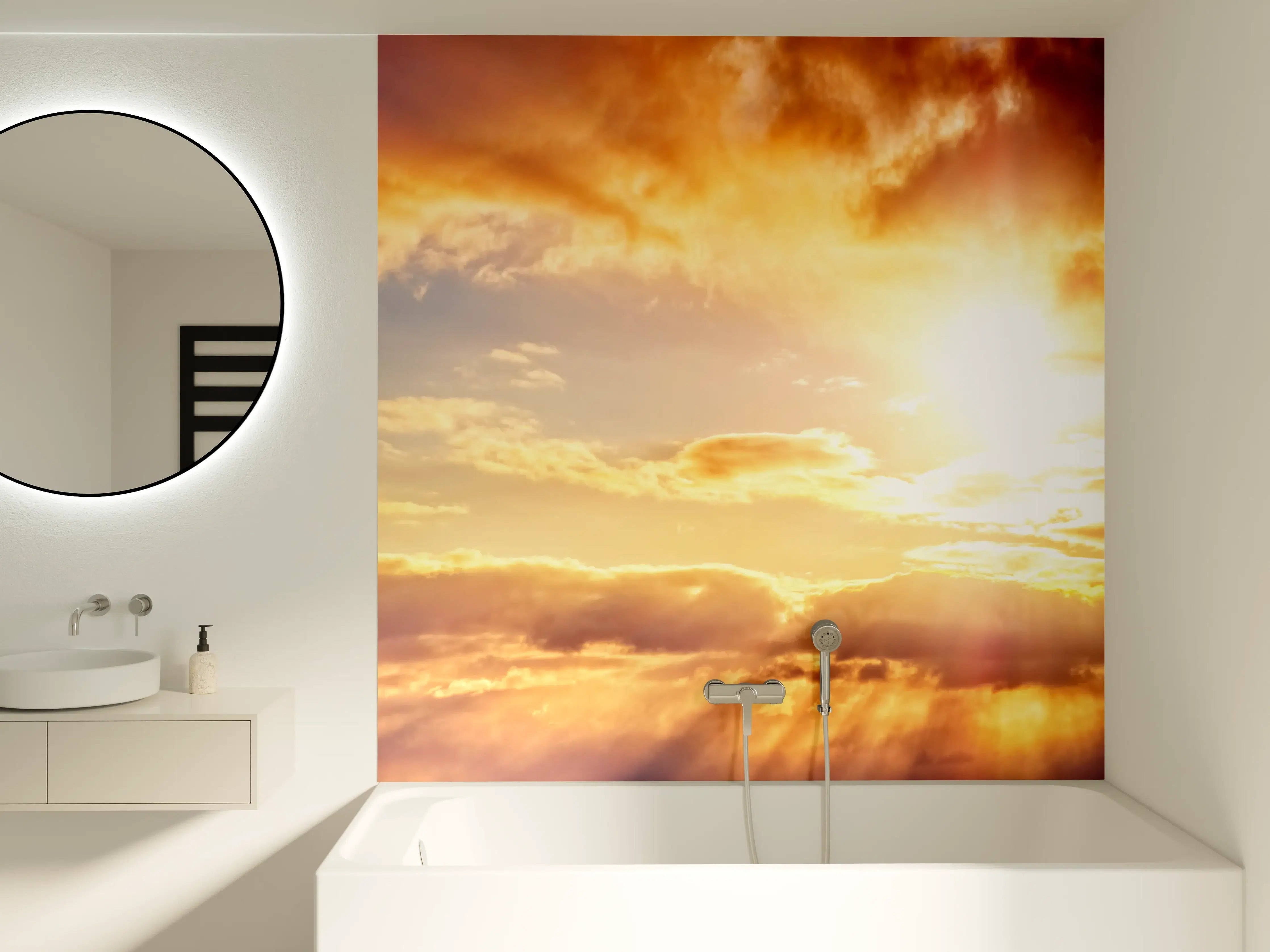 Badewannen-Rückwand - Blick zum schönen Sonnenuntergang