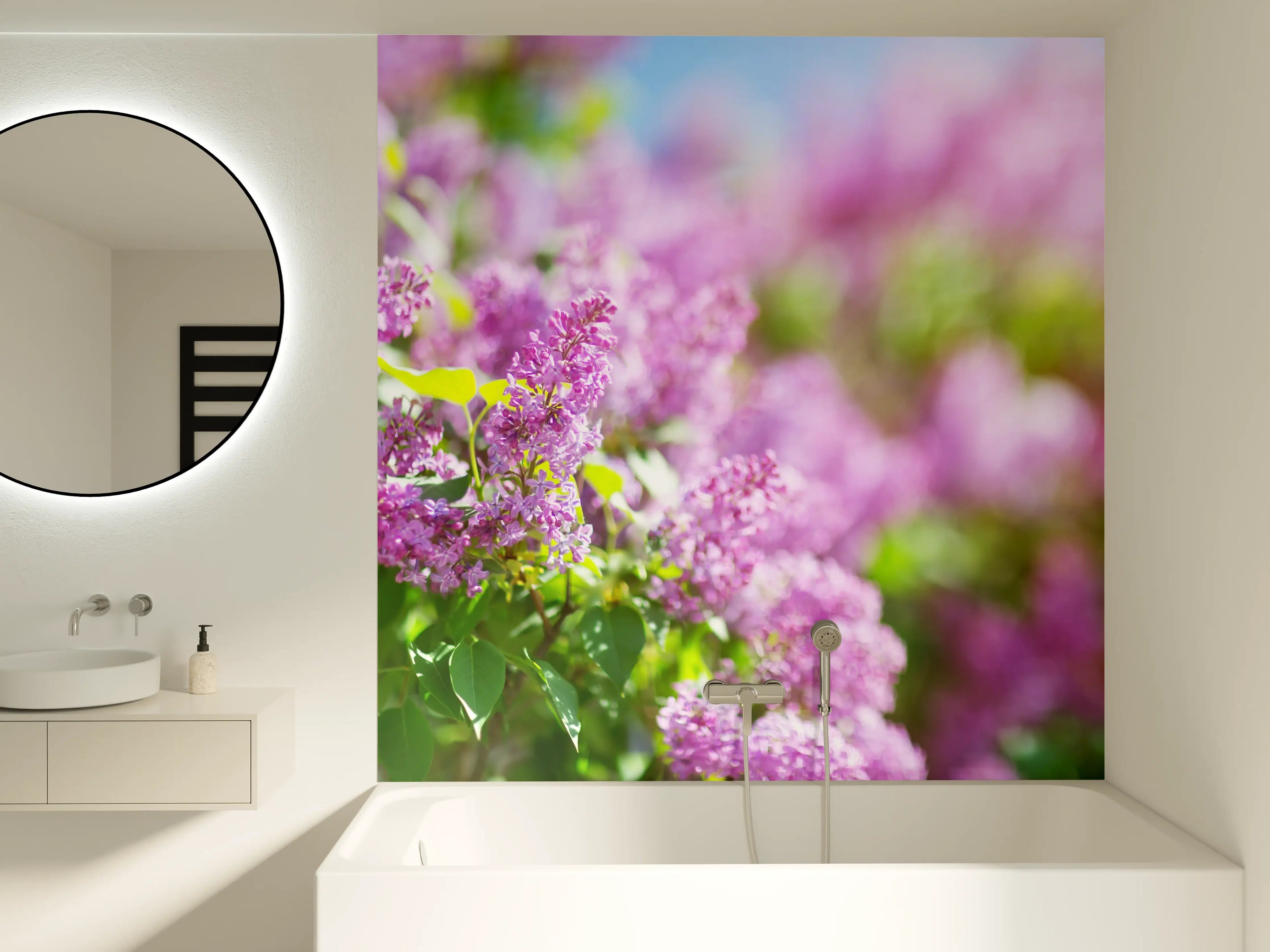 Badewannen-Rückwand - Blumen blühen auf im Frühling