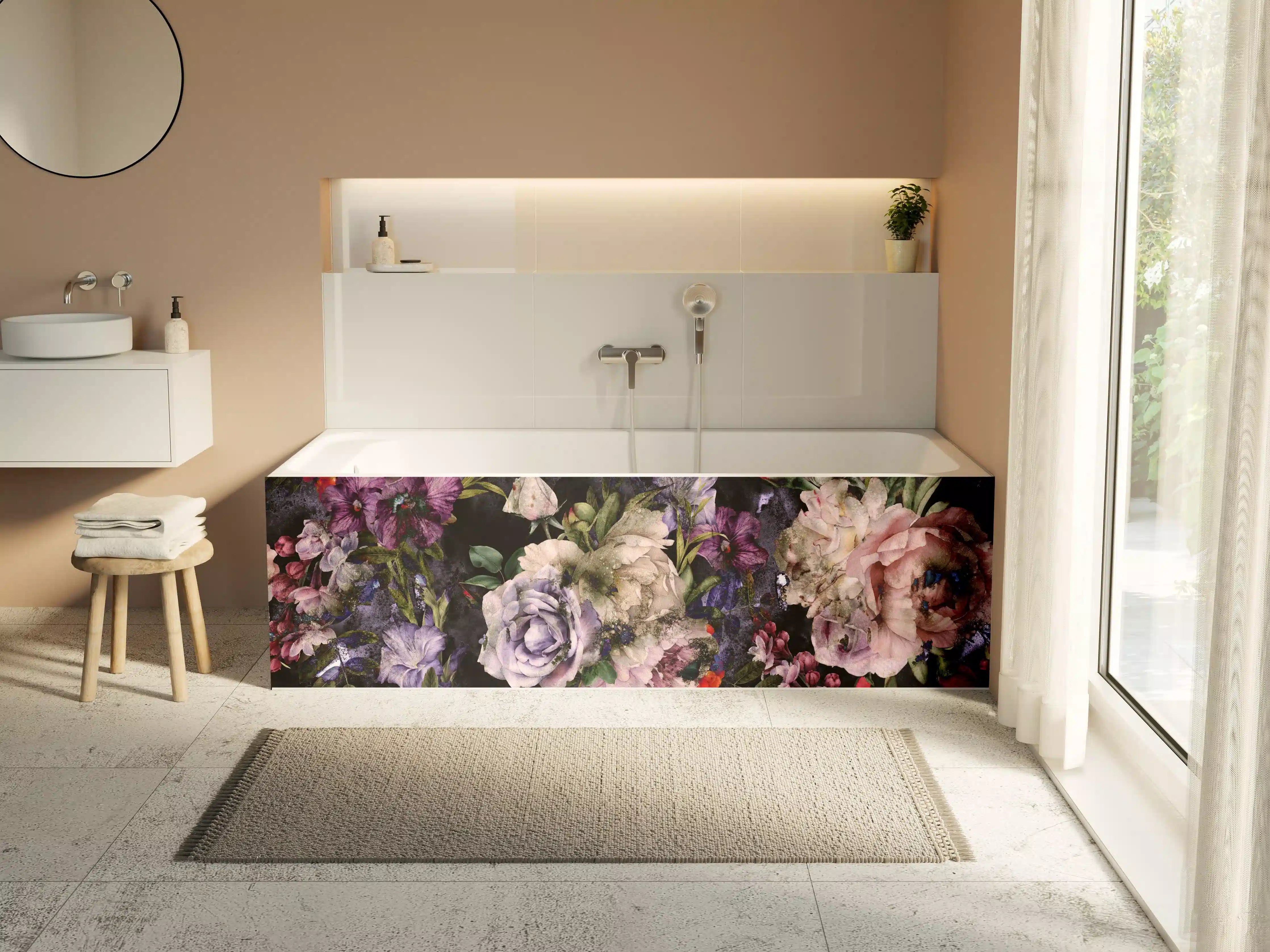 Badewannen-Rückwand - Blumenstrauß mit vielfältigen Farben