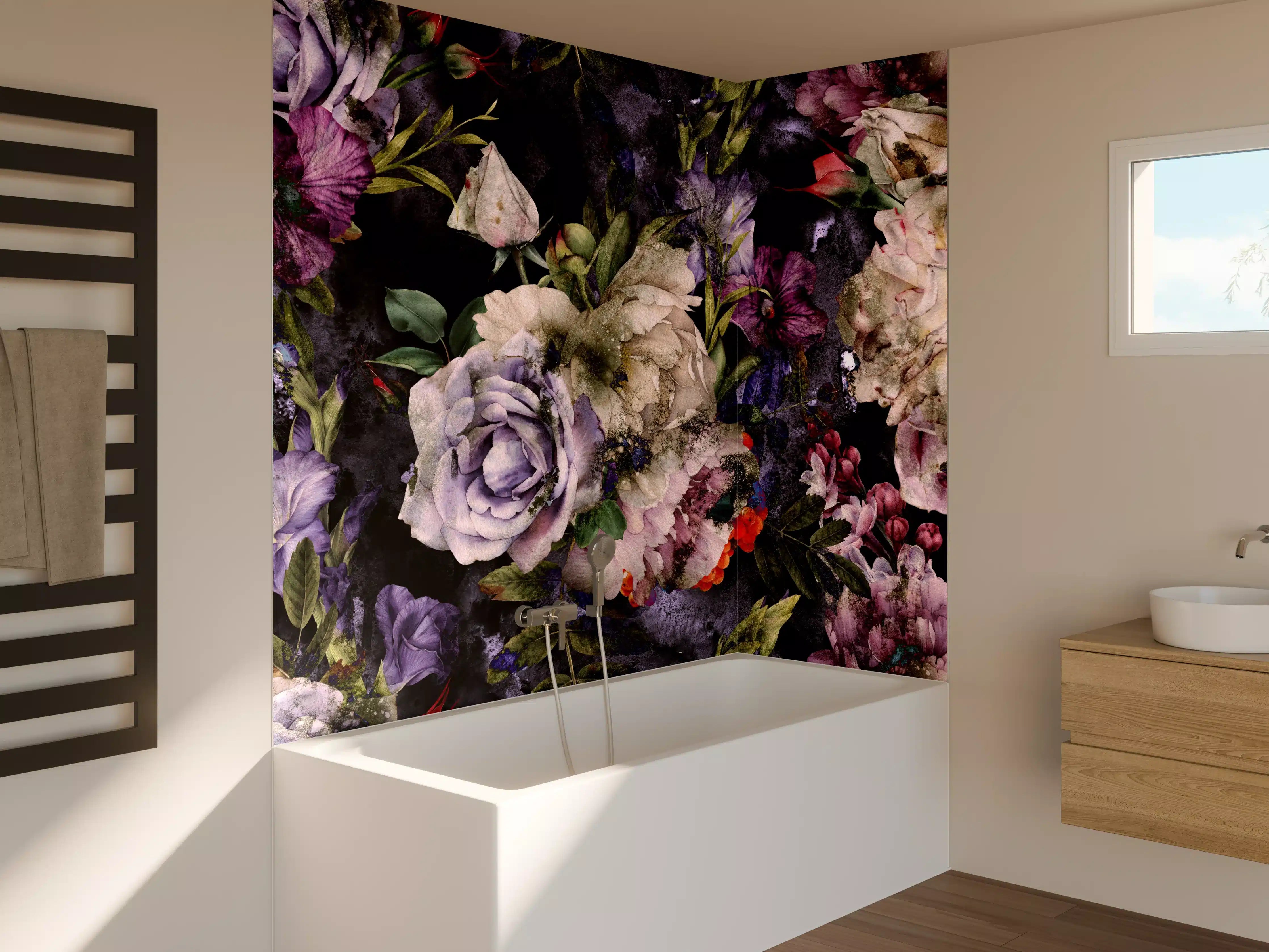 Badewannen-Rückwand - Blumenstrauß mit vielfältigen Farben