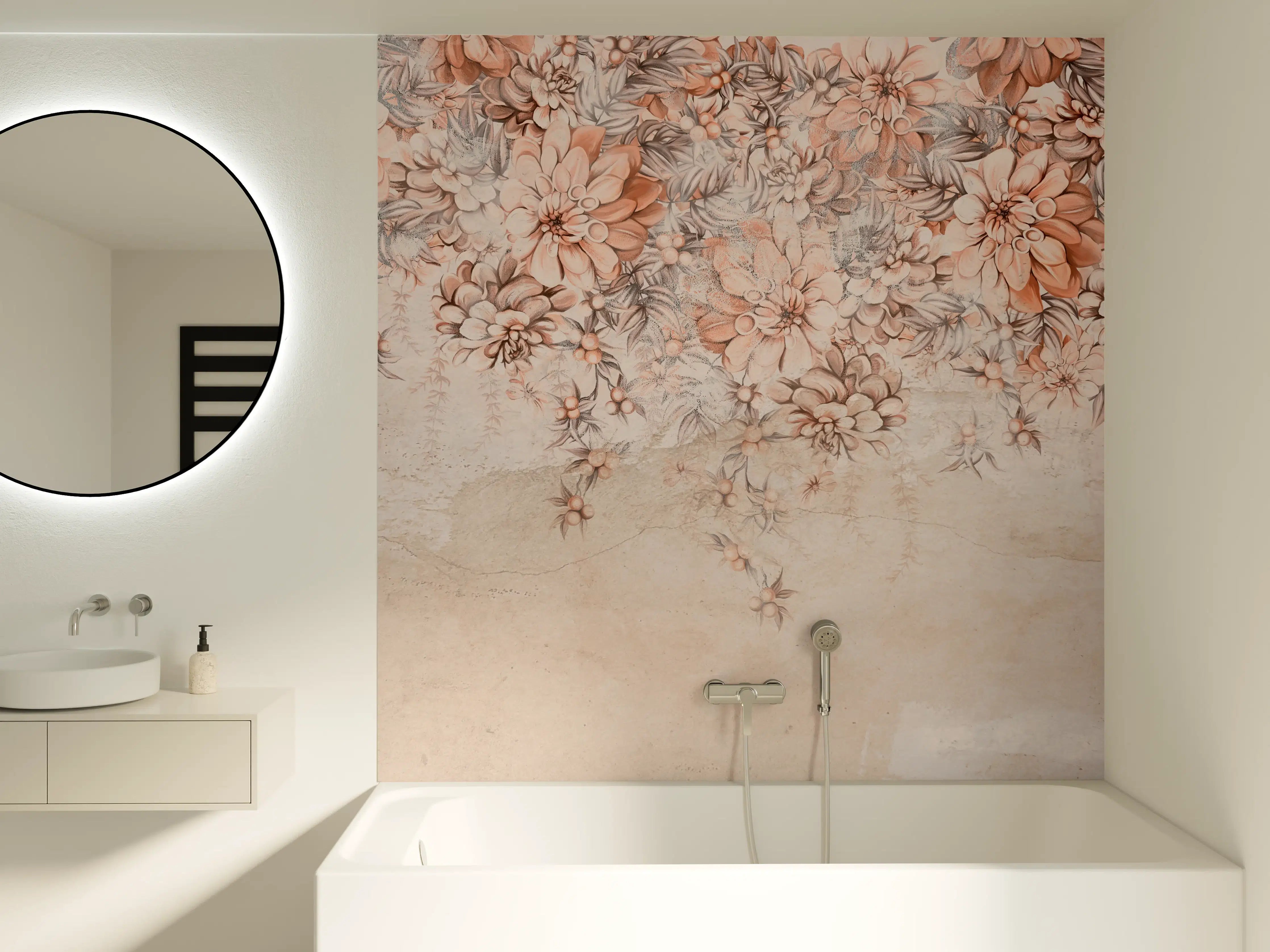 Badewannen-Rückwand - Blumige Grunge Darstellung