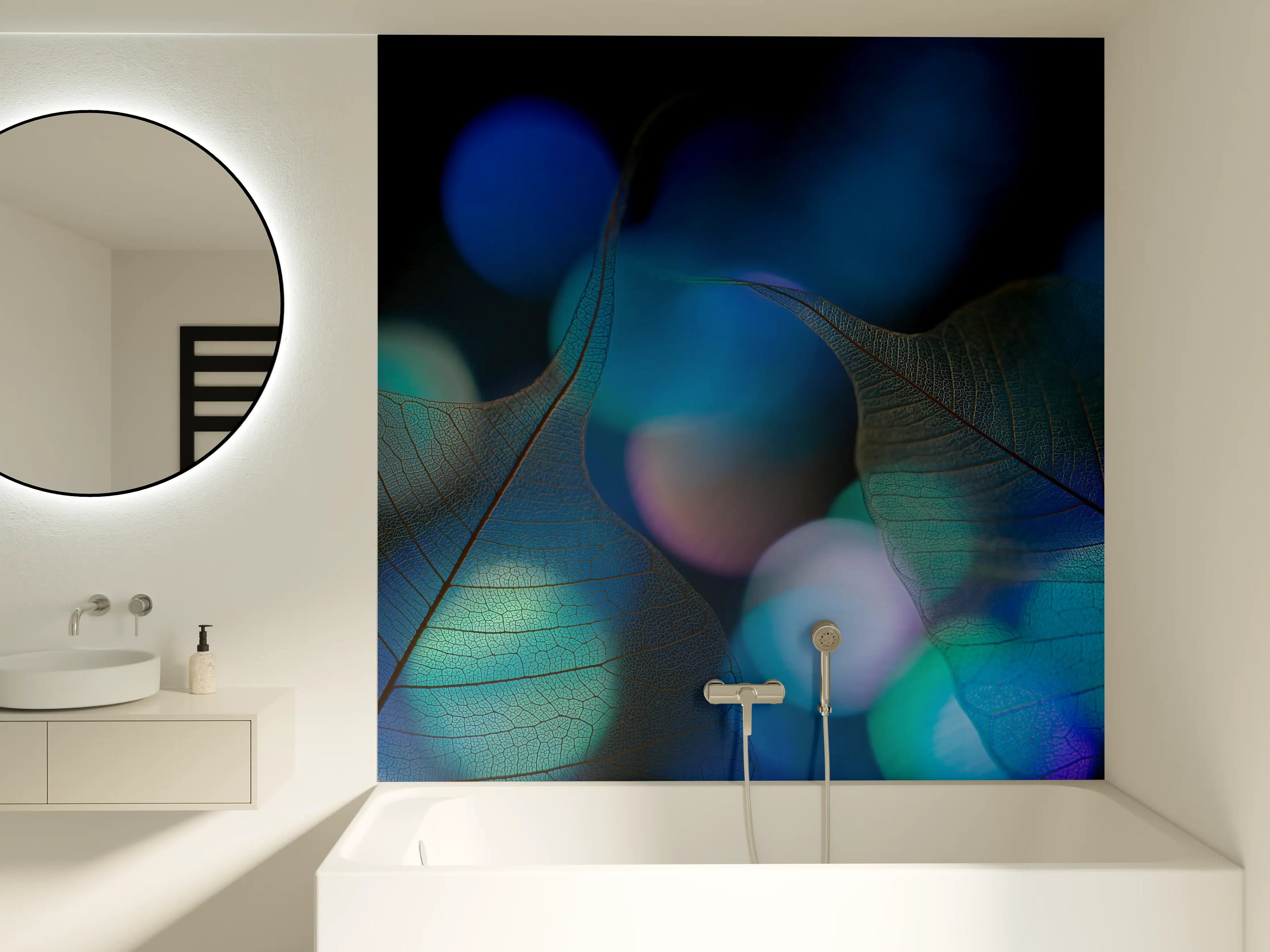 Badewannen-Rückwand - Bokeh-Blattvenen-Textur