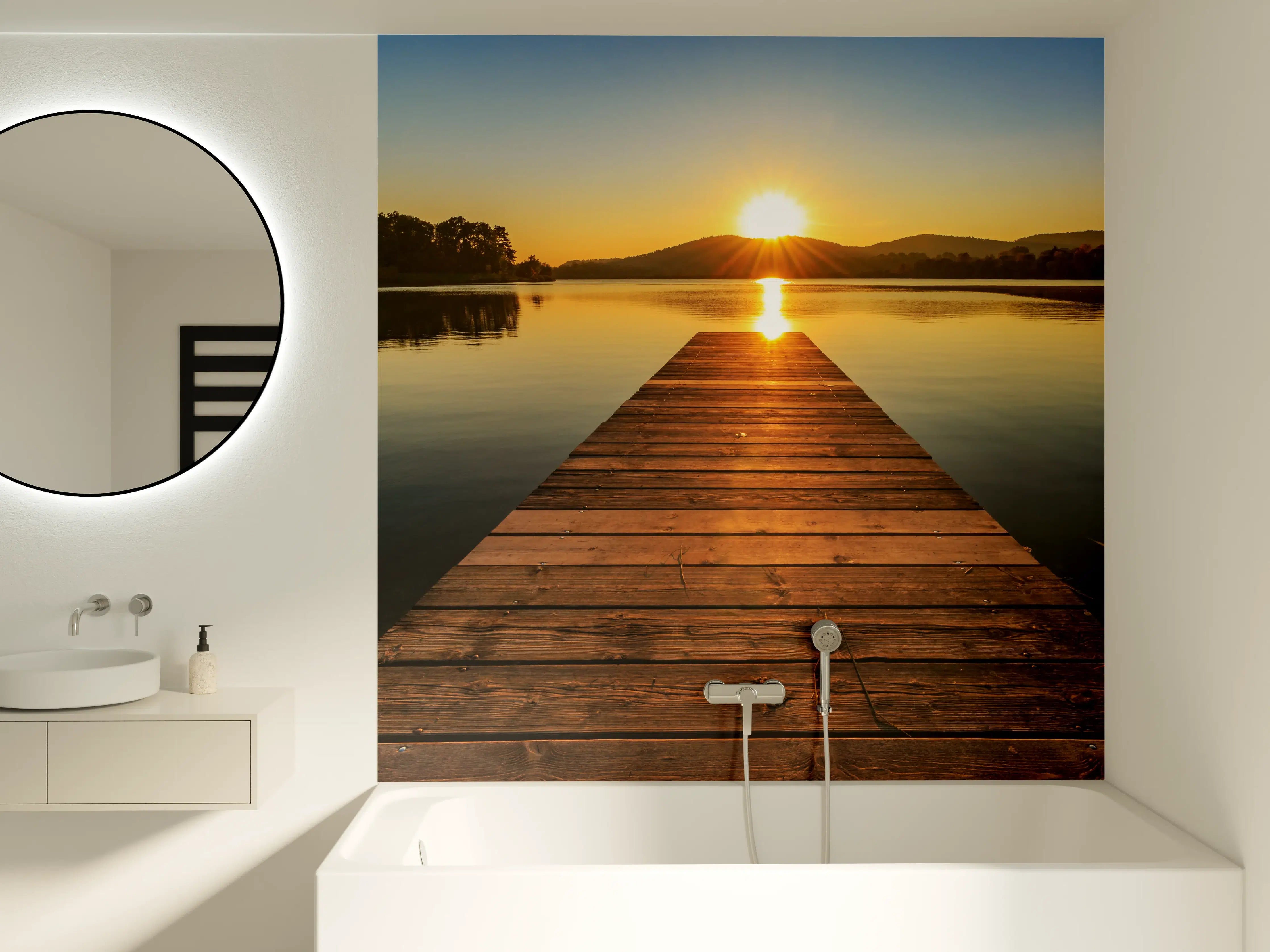 Badewannen-Rückwand - Bootssteg am Mittelsee
