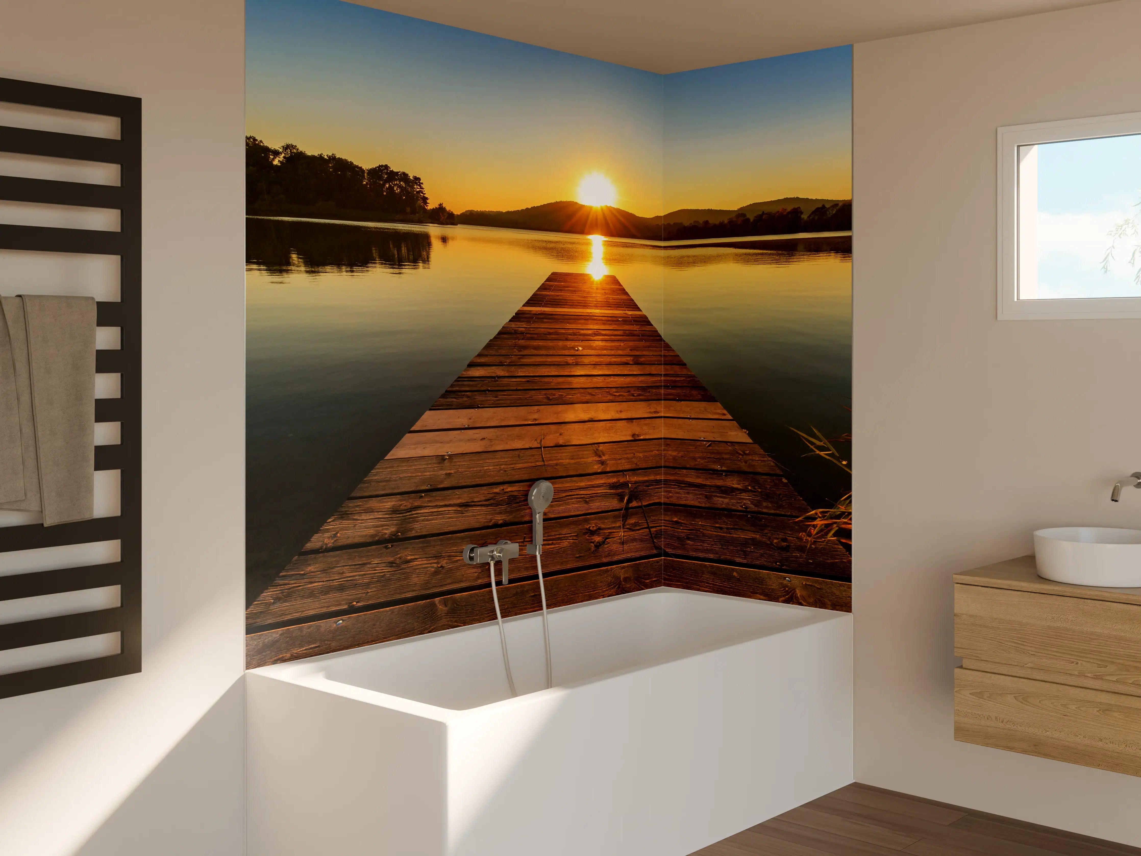 Badewannen-Rückwand - Bootssteg am Mittelsee