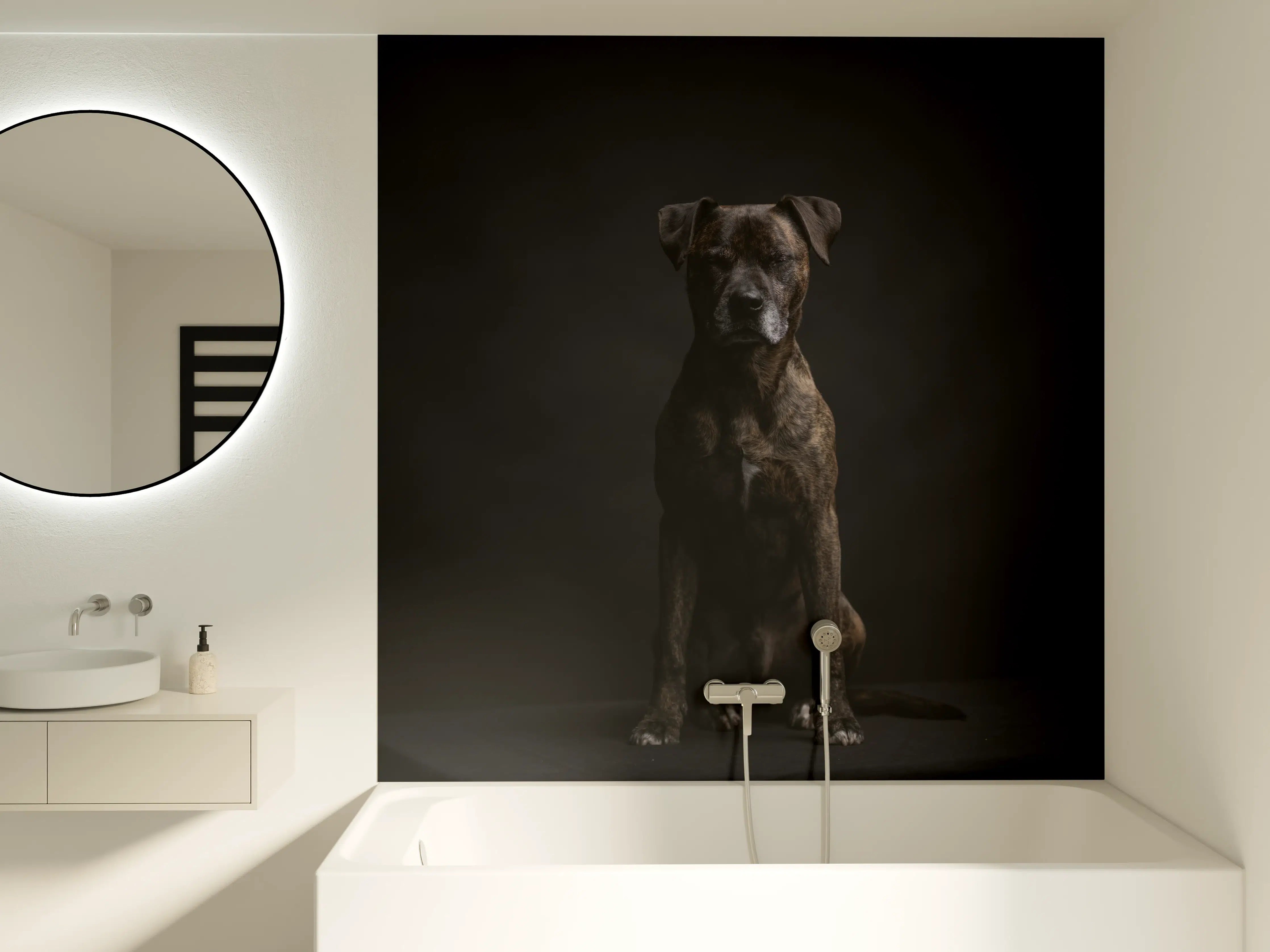 Badewannen-Rückwand - Boxer Staffordshire Hund