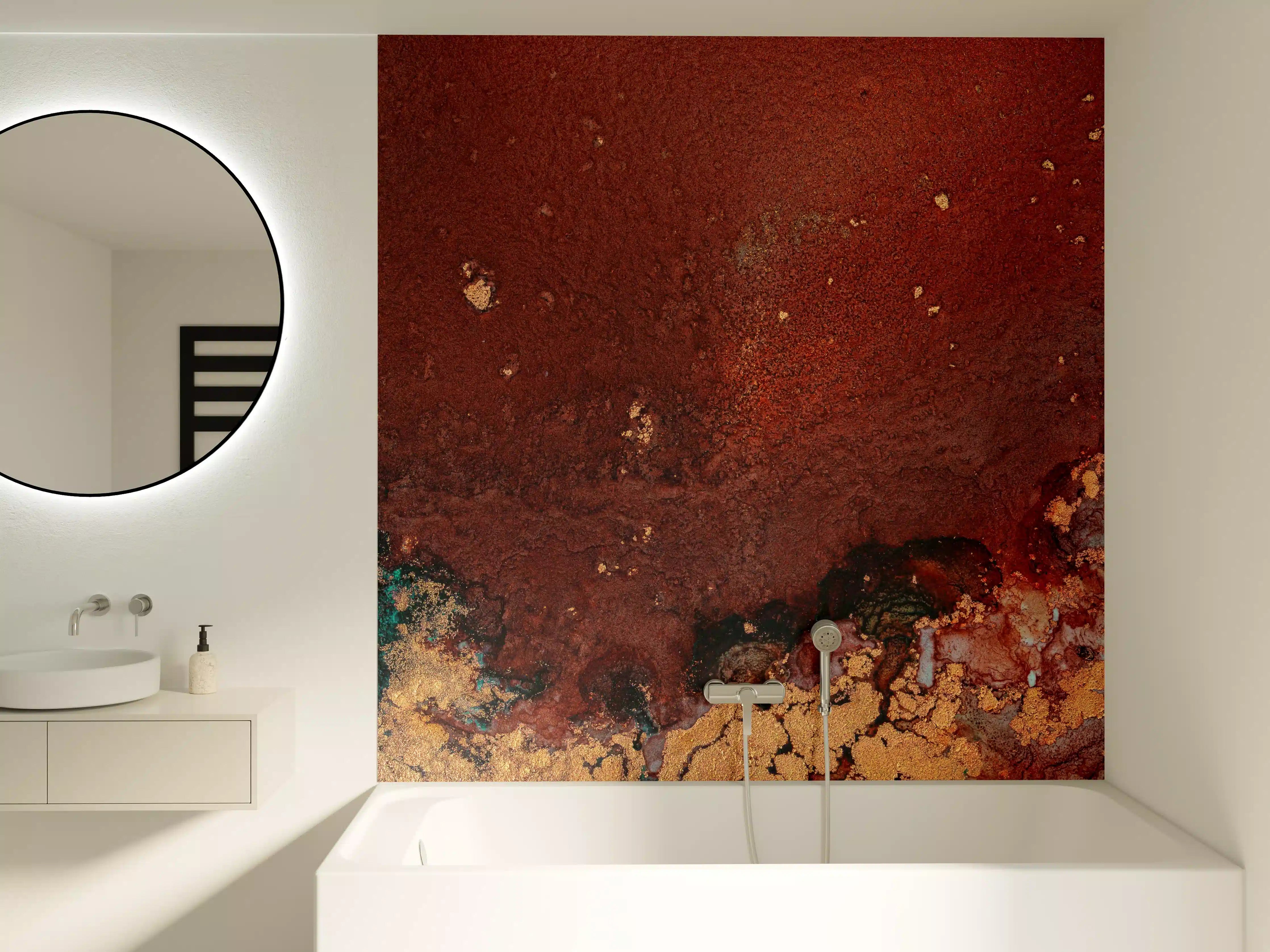 Badewannen-Rückwand - Bräunliche Marmor Textur - Flüssigmalerei