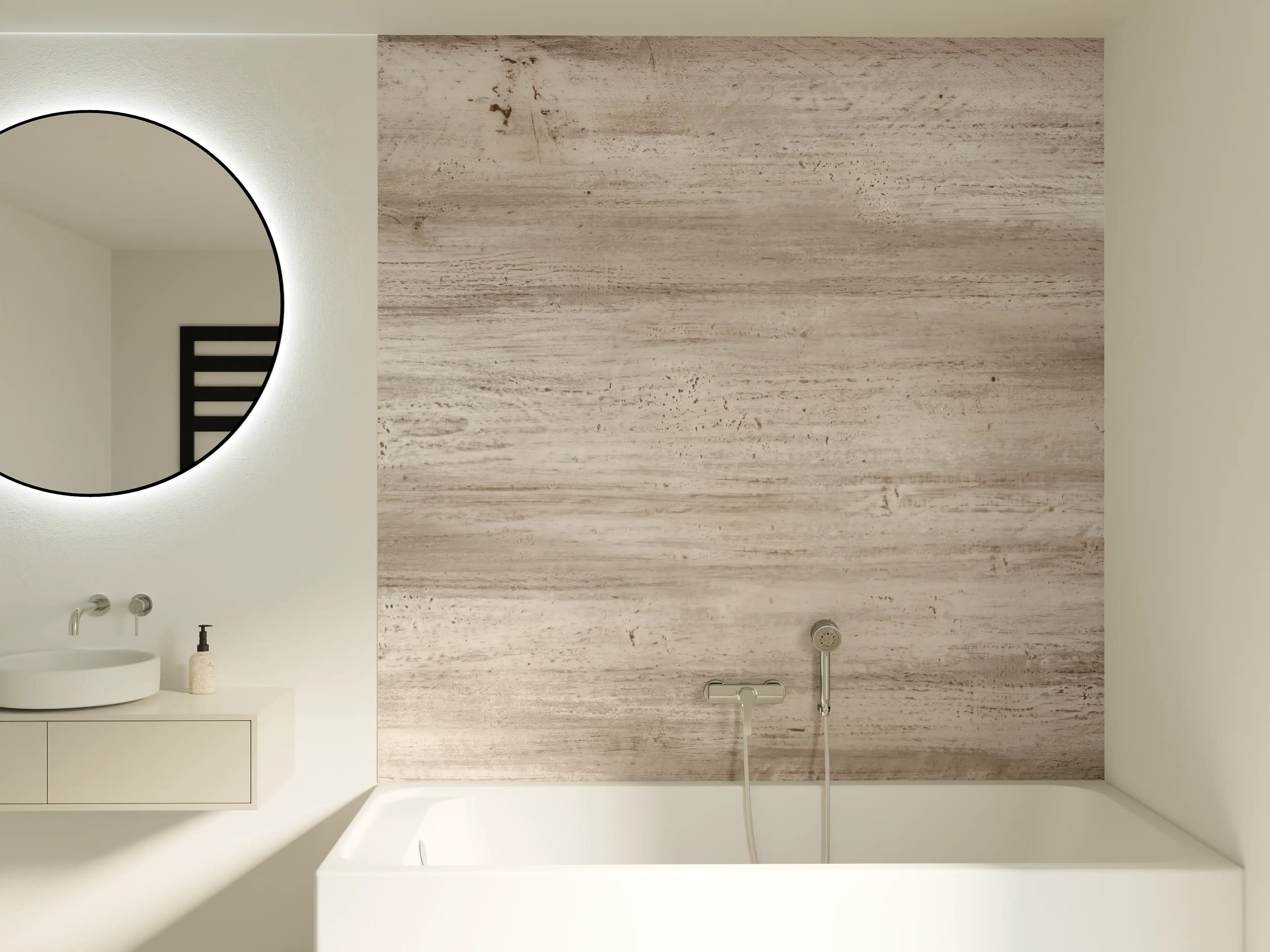 Badewannen-Rückwand - Bräunliche alte Holztextur